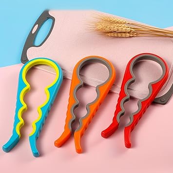 Kavanoz Kapağı Açacağı, 4 Farklı Boyut, Çok Fonksiyonlu, 3 Renk Seçeneği, Tüm Aile için Kullanışlı Mutfak Aleti (Mavi)