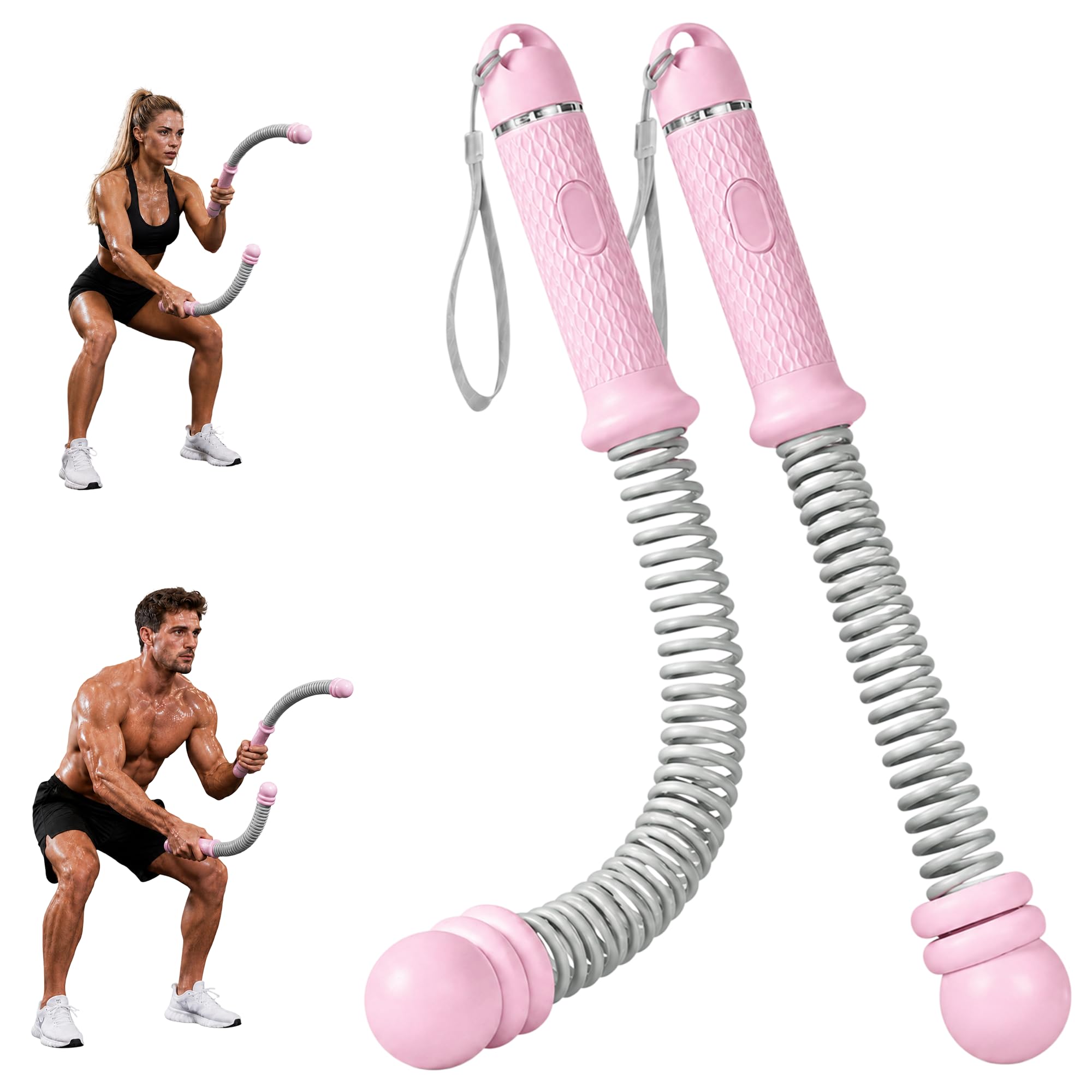 MOVENFIT Battle Rope, 3rd Generation 55 LB Weighted Ropeless for Home Gym, Portable Cordless Workout Equipment, Non-Slip Handles for HIIT Cardio, Strength Training & Full-Body Exercise for Men & Women