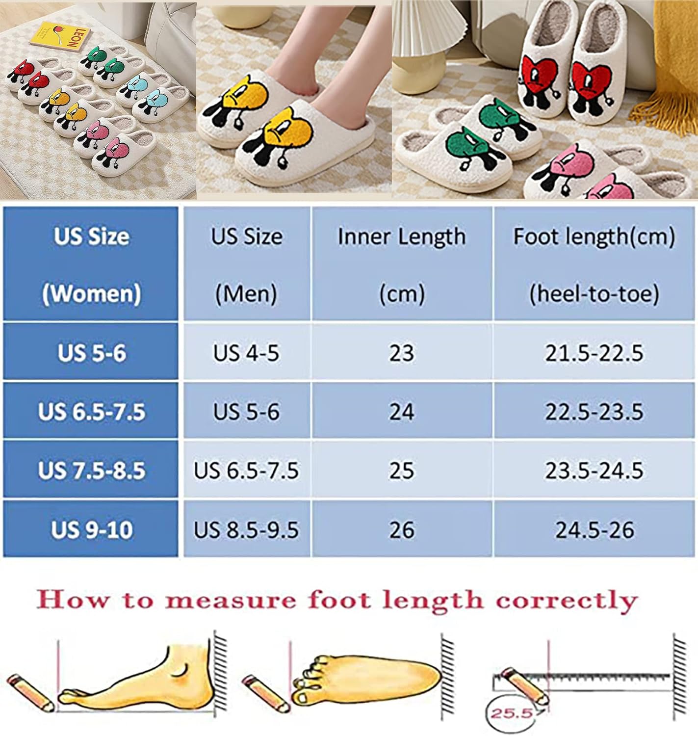 Miniatura 6 de Cute Slippers for Women Men Soft Plush Warm Couples Slides Home Slippers