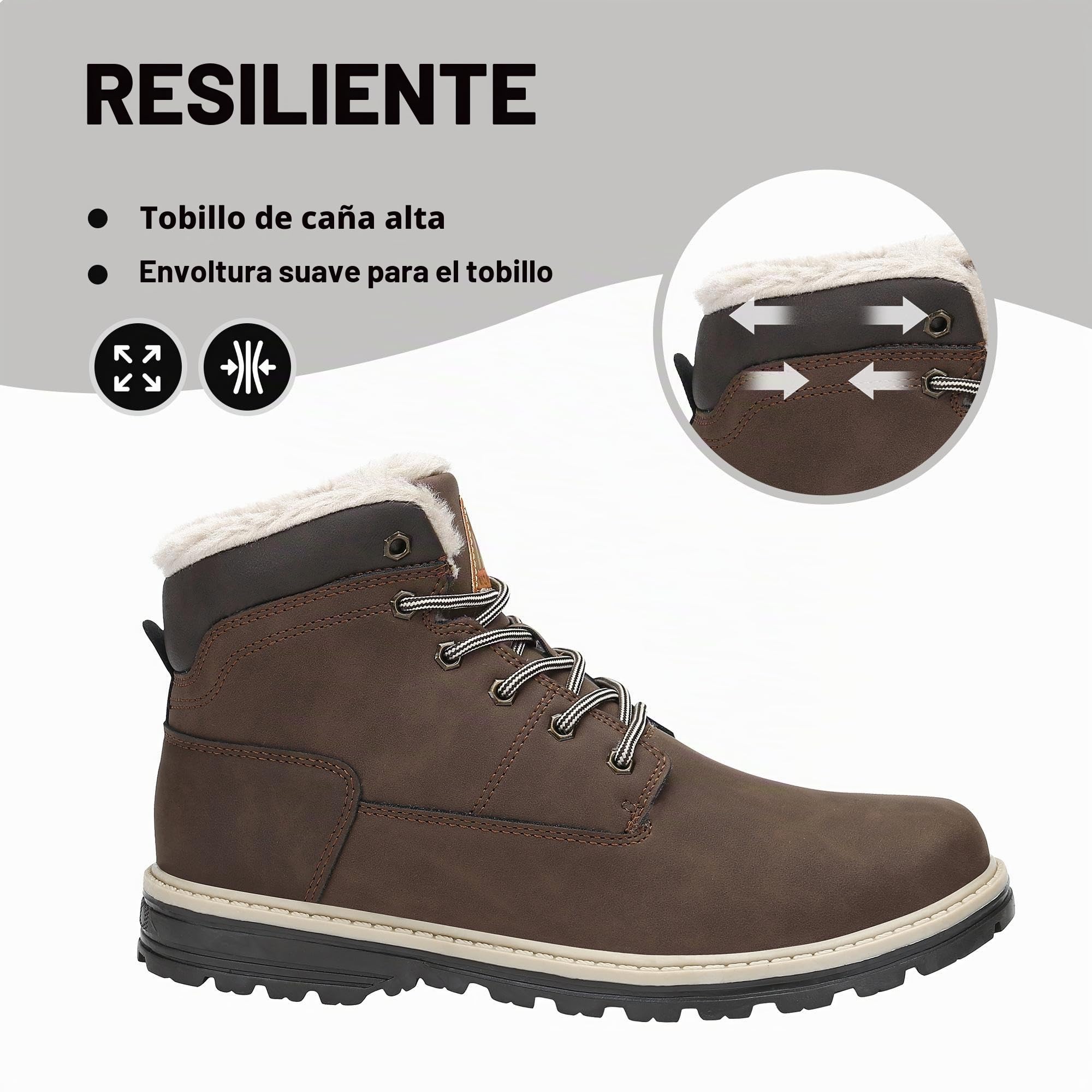 Mishansha Botas de Nieve Hombre Mujer Invierno Marrón clásico Gr.44