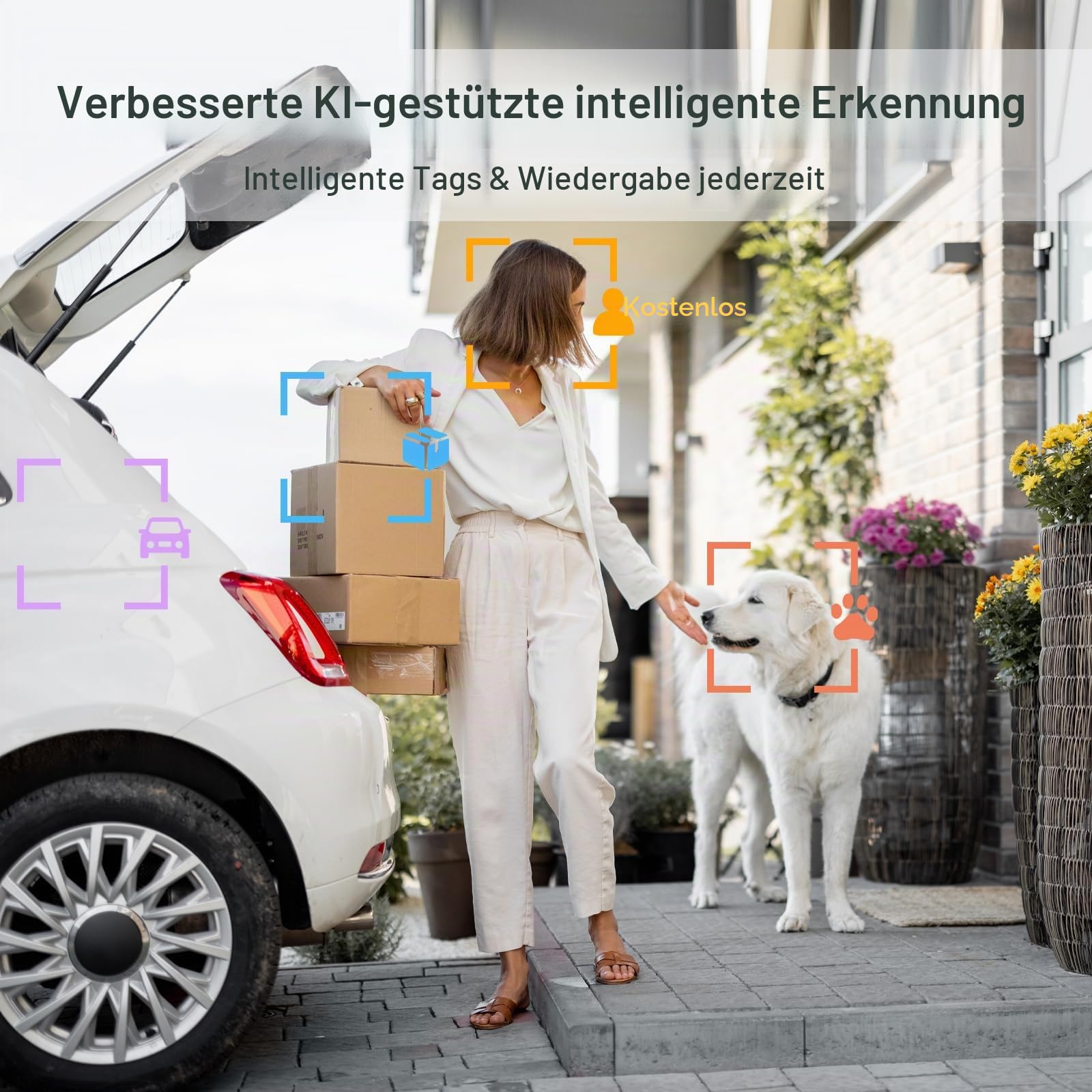 ARENTI 2K/3MP Überwachungskamera Aussen Akku mit Solar, PTZ 360° WLAN Kamera Überwachung Aussen, 100% Kabellos, Farbige Nachtsicht, PIR-Bewegungssensor, 2-Wege-Audio, Spotlight&Sirene