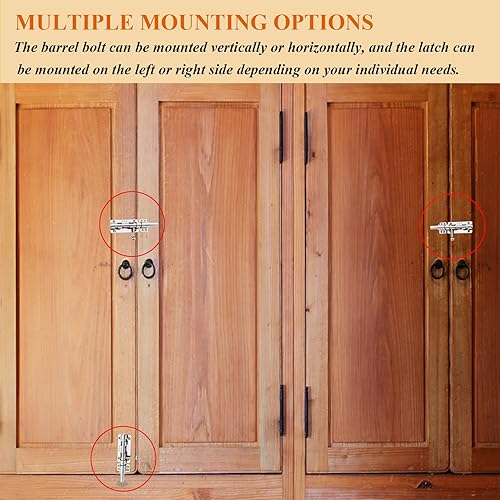 Miniatura 3 de Pestillo de puerta deslizante de 12 pulgadas, acero inoxidable 304, cerrojo de barril de acero inoxidable, cerradura de seguridad de puerta