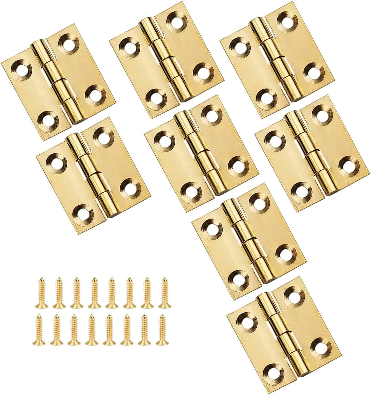 8 Pcs 1 Inch Small Hinges for Wooden Boxes, Gold Mini Hinge with Screws, Practical Small Hinges for Wood, Cabinet Hinge for Dollhouse DIY Crafts Wooden Jewelry Box (8)
