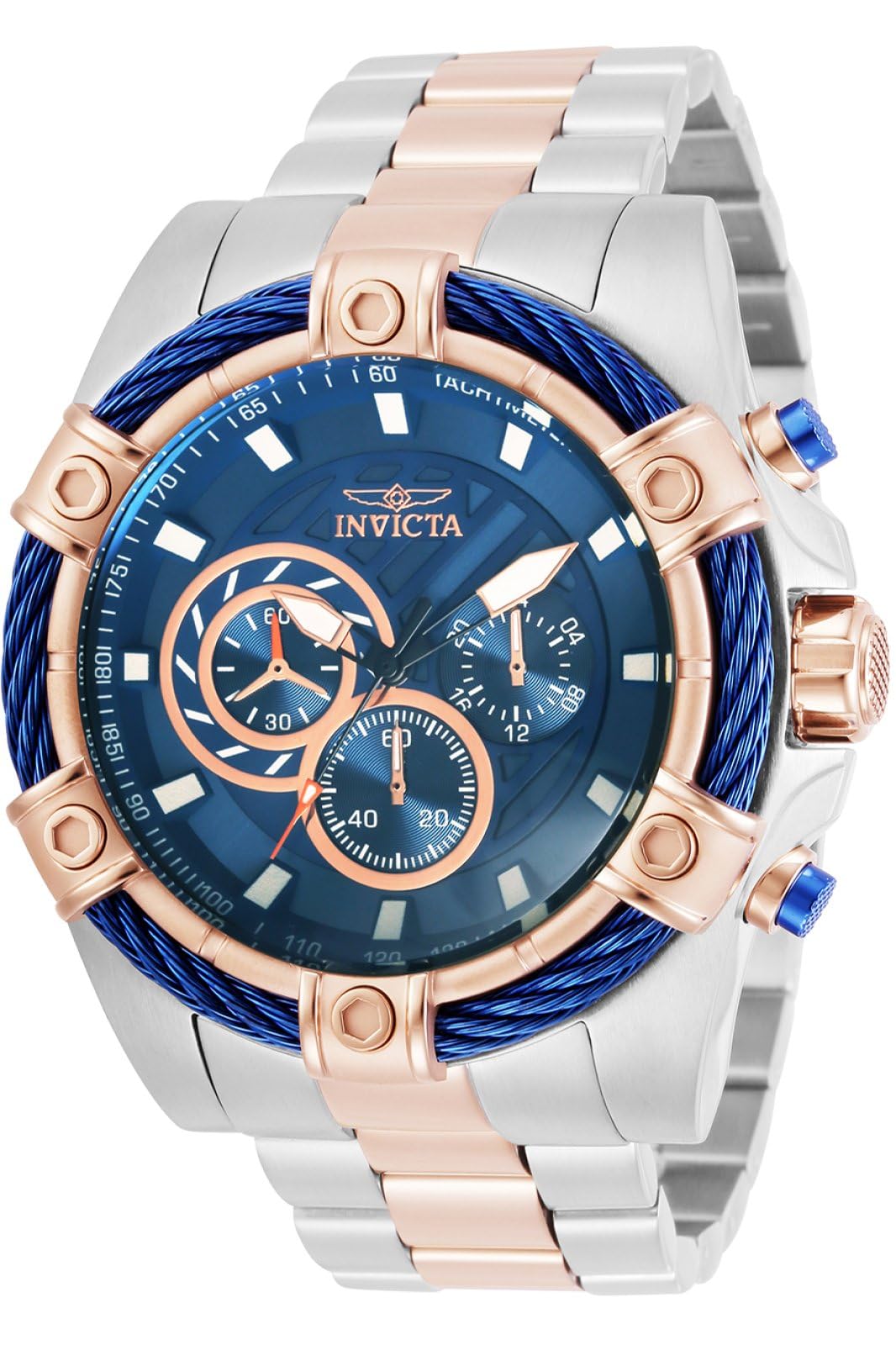 Invicta Stainless Steel Bolt Chronograph Blue Dial Analog Watch for Men - 32312, Gold Band (B086KWVT62) Amazon Price History, Amazon Price Tracker