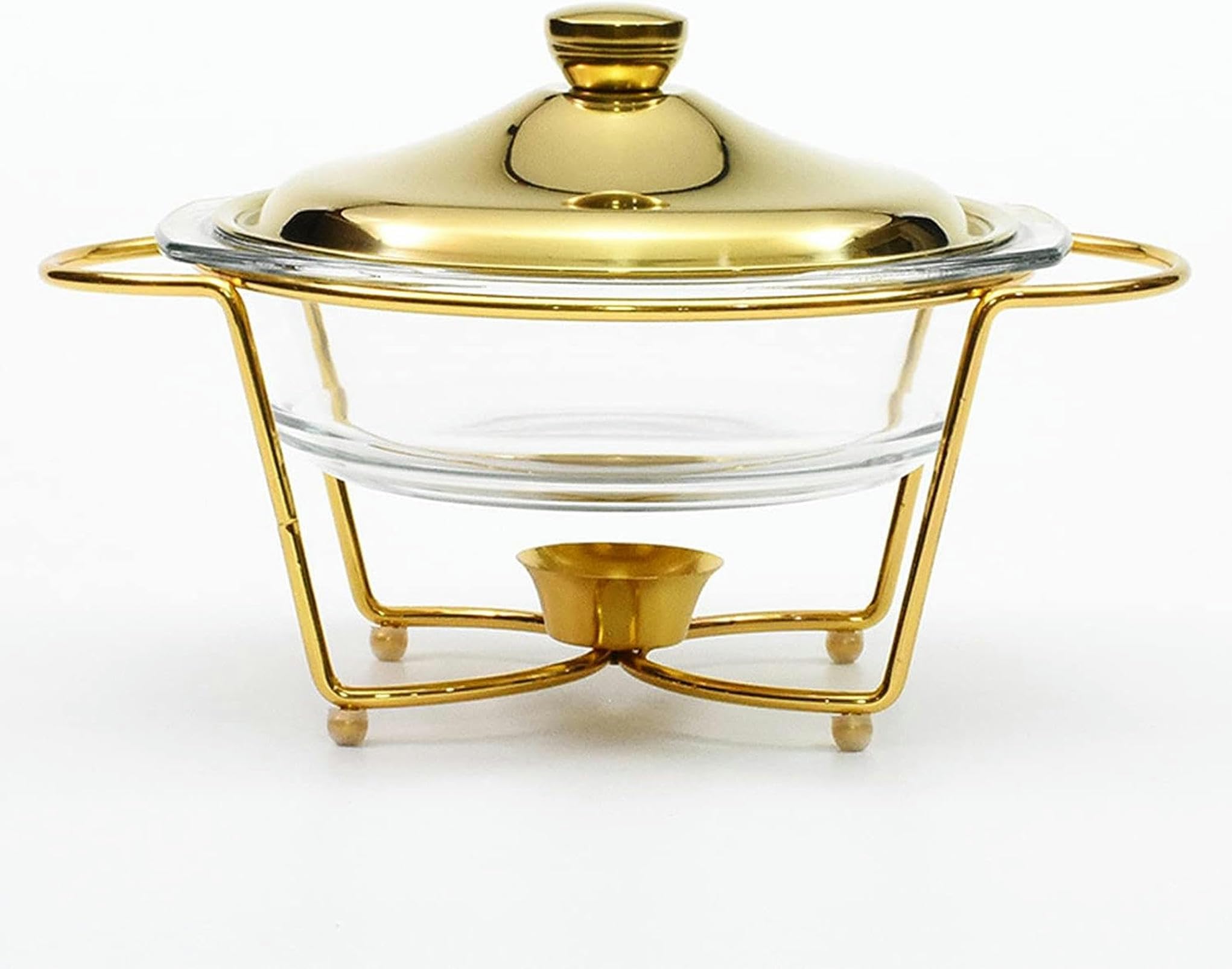 Bandeja de acero inoxidable aislante térmica con fuente de vidrio de 2qt