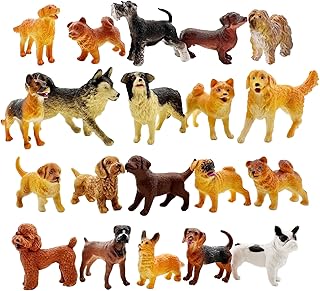 20pcs Mini Dog Figurines, Miniature Dog Figure Hand Painted Tiny Dogs Realistic Detailed Plastic Puppy Figures Cake Toppers Christmas Birthday Gift (Realistic)