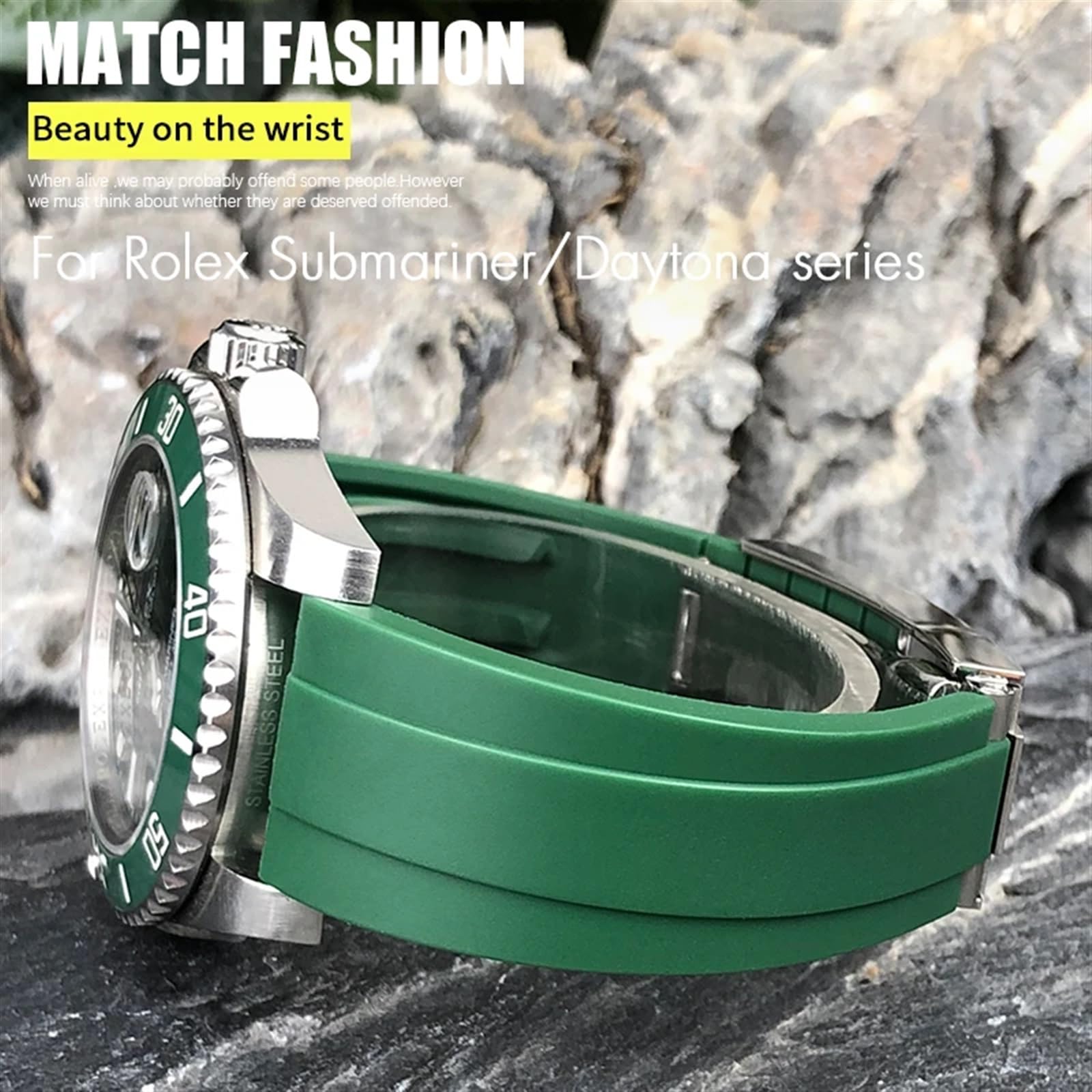 Cinturino in gomma naturale 18 mm 19 mm 20 mm 21 mm per Rolex Submariner Daytona Yatch Master Oyester Datejust cinturino in silicone