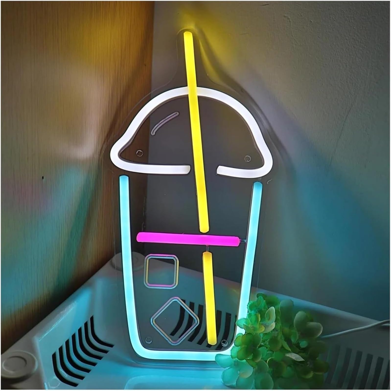 LED Lampada al neon Insegna al neon a forma di bicchiere plastica con cubetti ghiaccio curvi 15 cm × 29