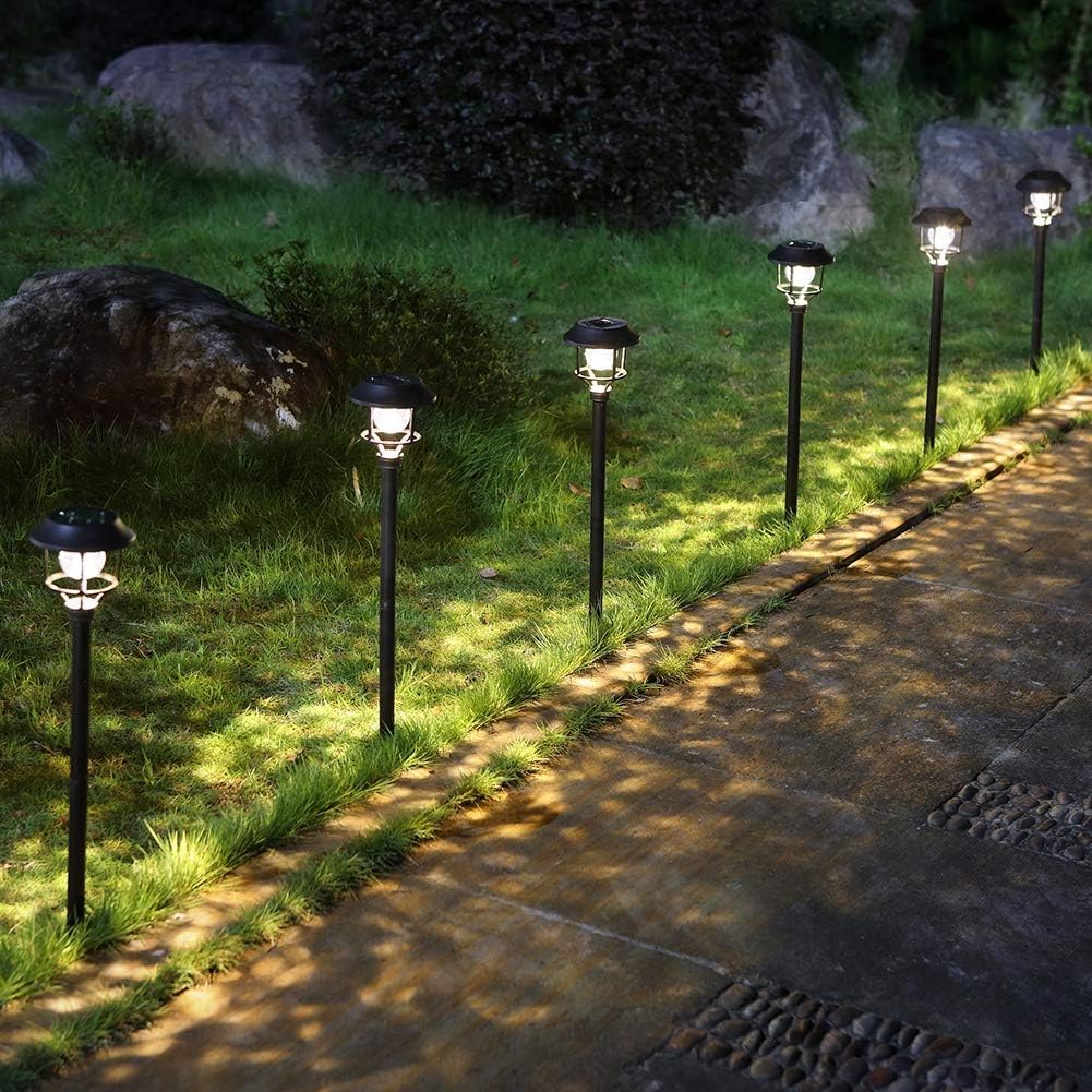 MAGGIFT Outdoor Solar Powered Path Lights Christmas LED Decor, 8 Lumen Bright 6 LED Lights Flash in Turn Solar Lights Waterproof Holiday Decoration for Garden, Landscape, Yard, Driveway, Patio, 4 Pack