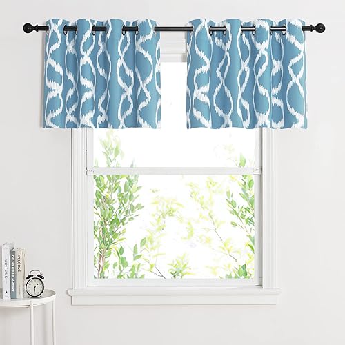 Miniatura 1 de RYB HOME Cortinas de cocina de granja, cenefas opacas con rayas blancas impresas, bloque de luz, ahorro de energía para lavandería, guardería,