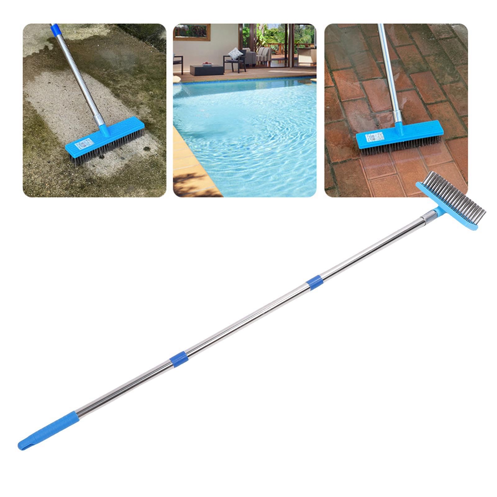 EMUKOEP Scopa in Filo Metallico con Manico Telescopico Robusta Spazzola in Metallo per Pulizie Pesanti, Spazzola per Pavimenti Esterni da 30 Cm per Rimuovere la Polvere Ostinata (120 cm)