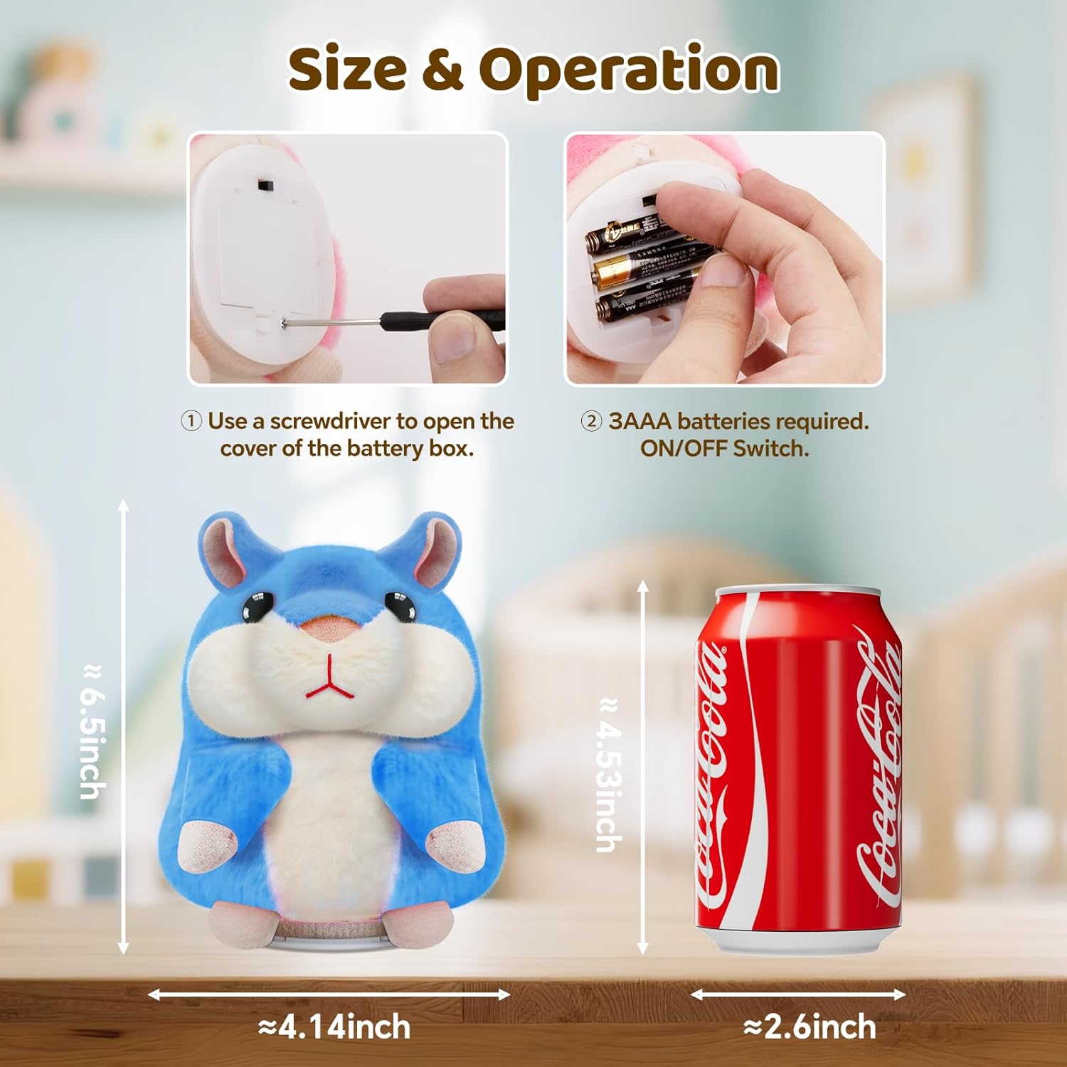 Toddler Toys for Ages 2-4, Easter Basket Stuffers Talking Hamster Repeats What You Say,Easter Gifts for Kids Interactive Plush Toy for Boys Girls for 2 3 4 5 6 Year Old Birthday Gift (Blue)