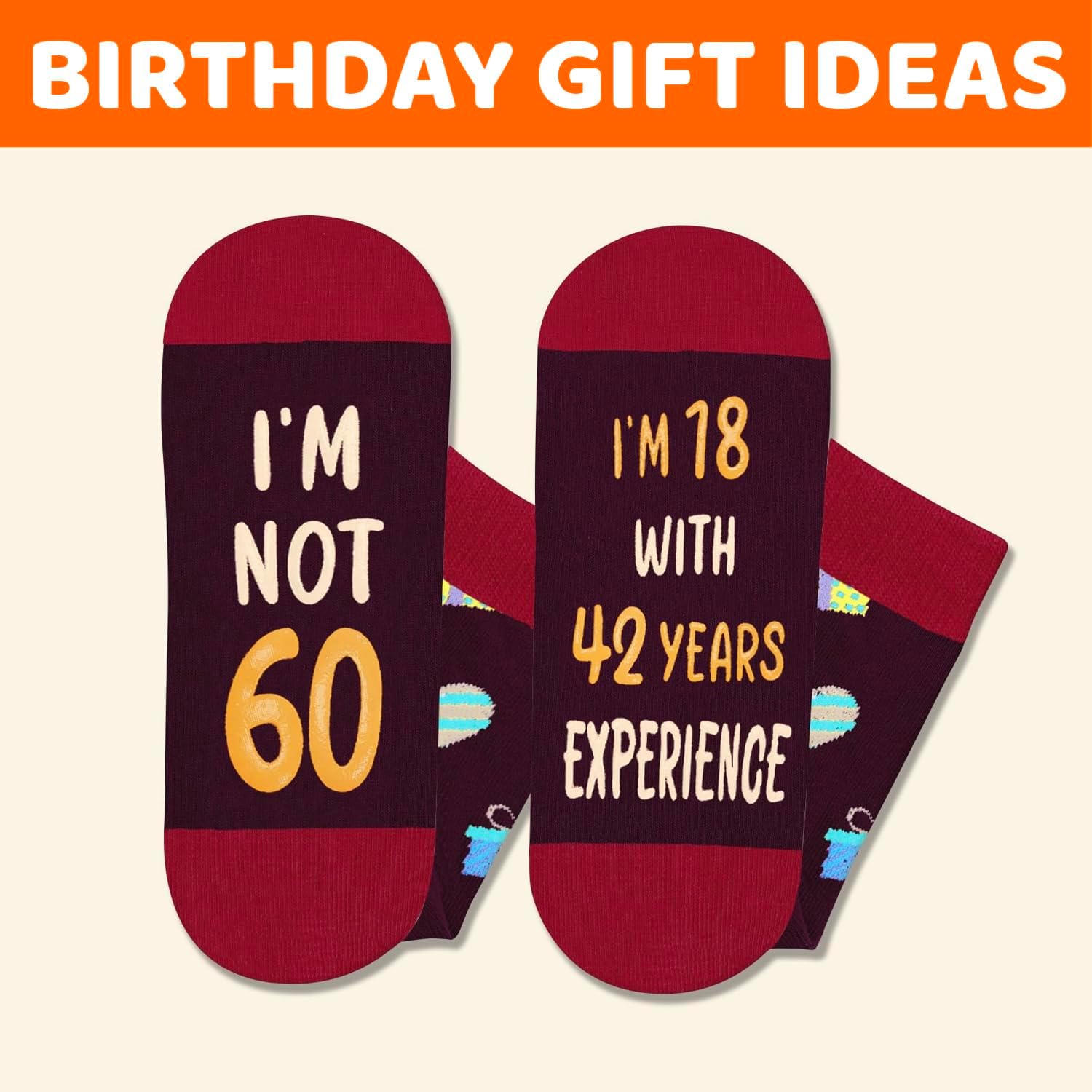 HAPPYPOP Birthday Gifts for Men Women - Birthday Socks for 50s with Greeting Card - Image 5