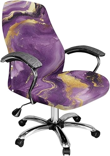 Funda para silla de oficina de mármol morado, lavable, funda para silla de escritorio, fundas para silla de computadora para silla giratoria, silla