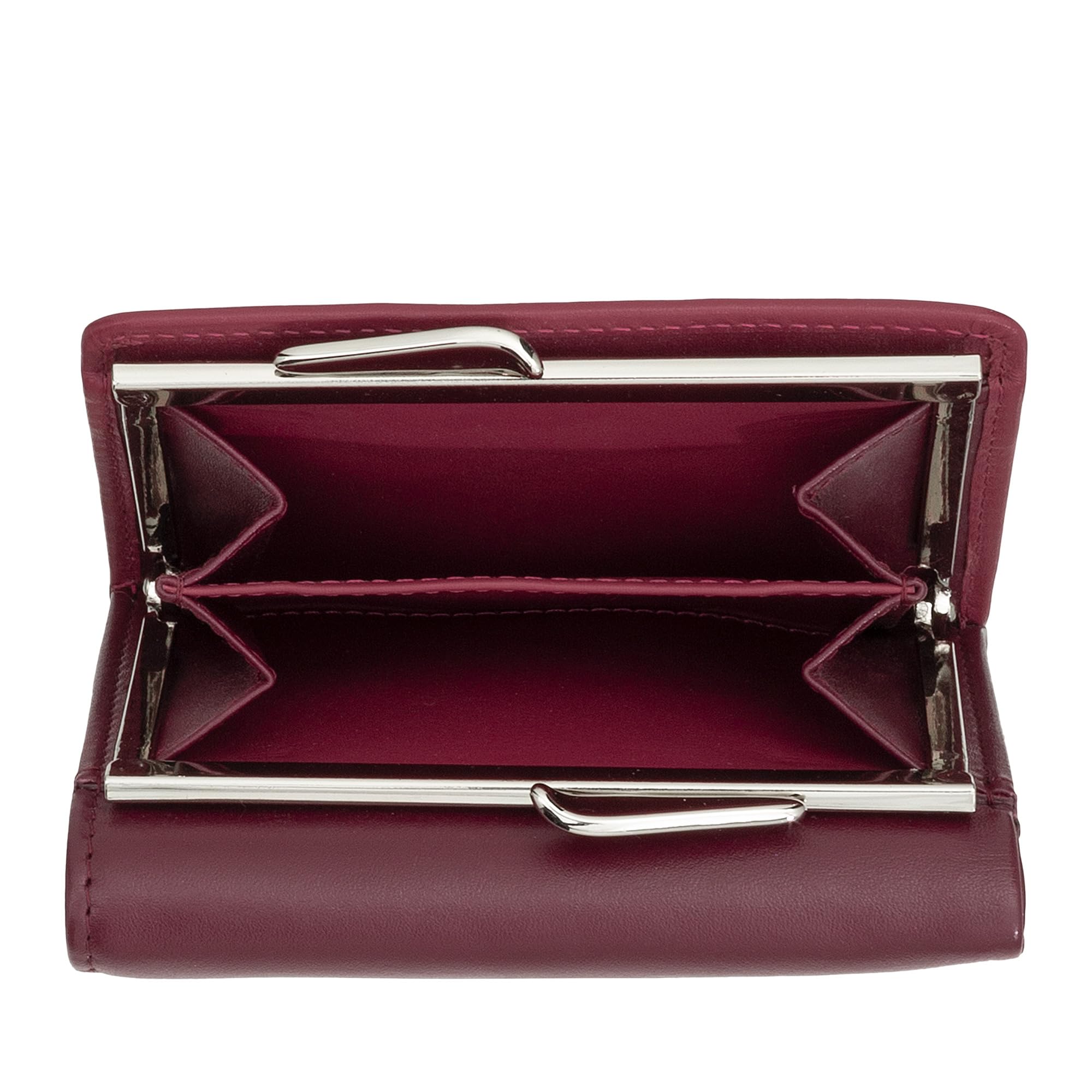 DUDU Portafoglio Donna Piccolo in Pelle RFID con Portamonete a Clic Clac Compatto 6 Porta Carte Tessere Burgundy