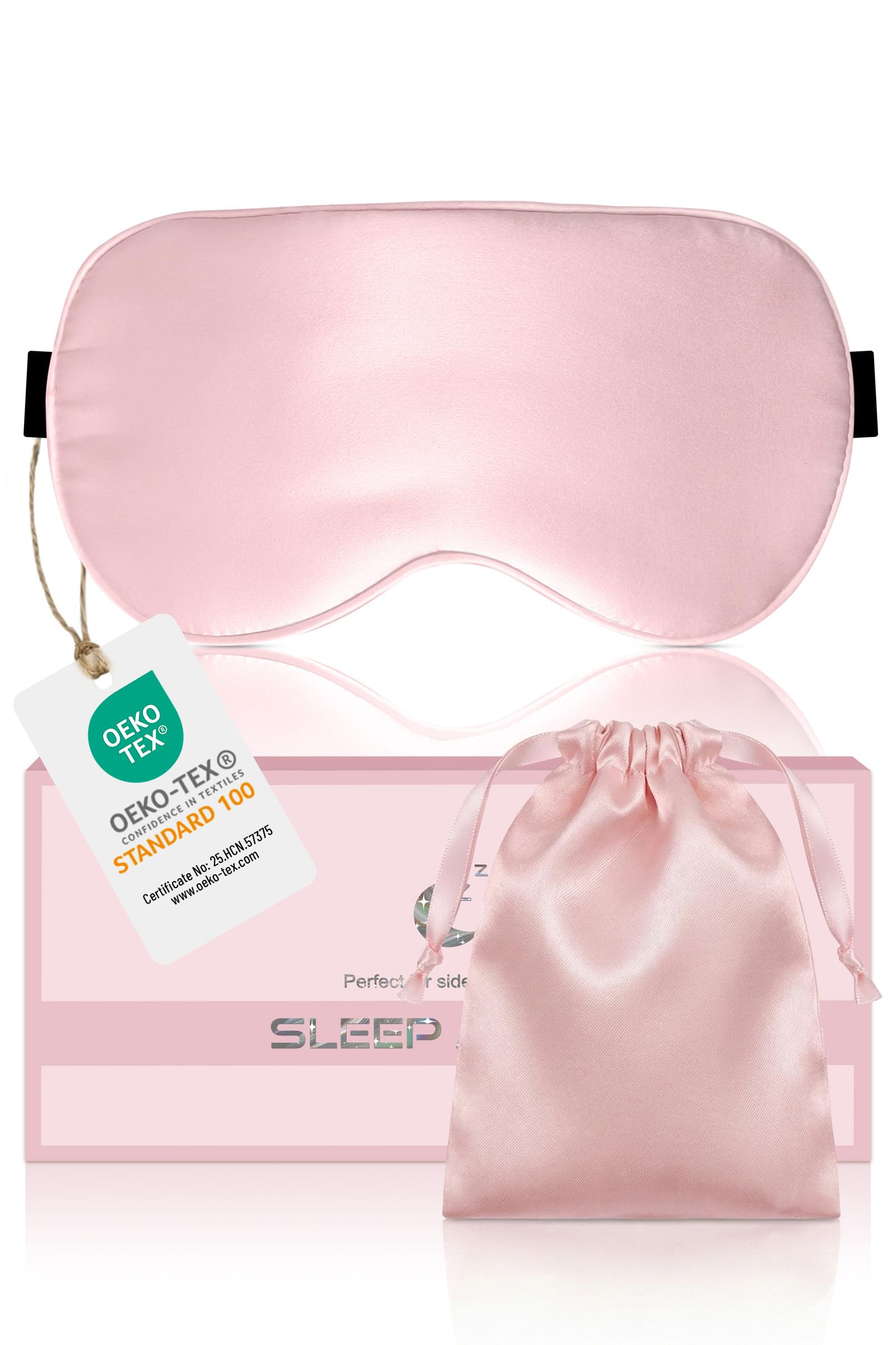 Aosun Seiden Schlafmaske für Seitenschläfer, 22MM, 100% Bio Maulbeerseide Augenmaske, Ideal Geschenke für Frauen & Mama, Lichtblockierende Schlafbrille Augenklappe mit Verstellbares Band für Yoga