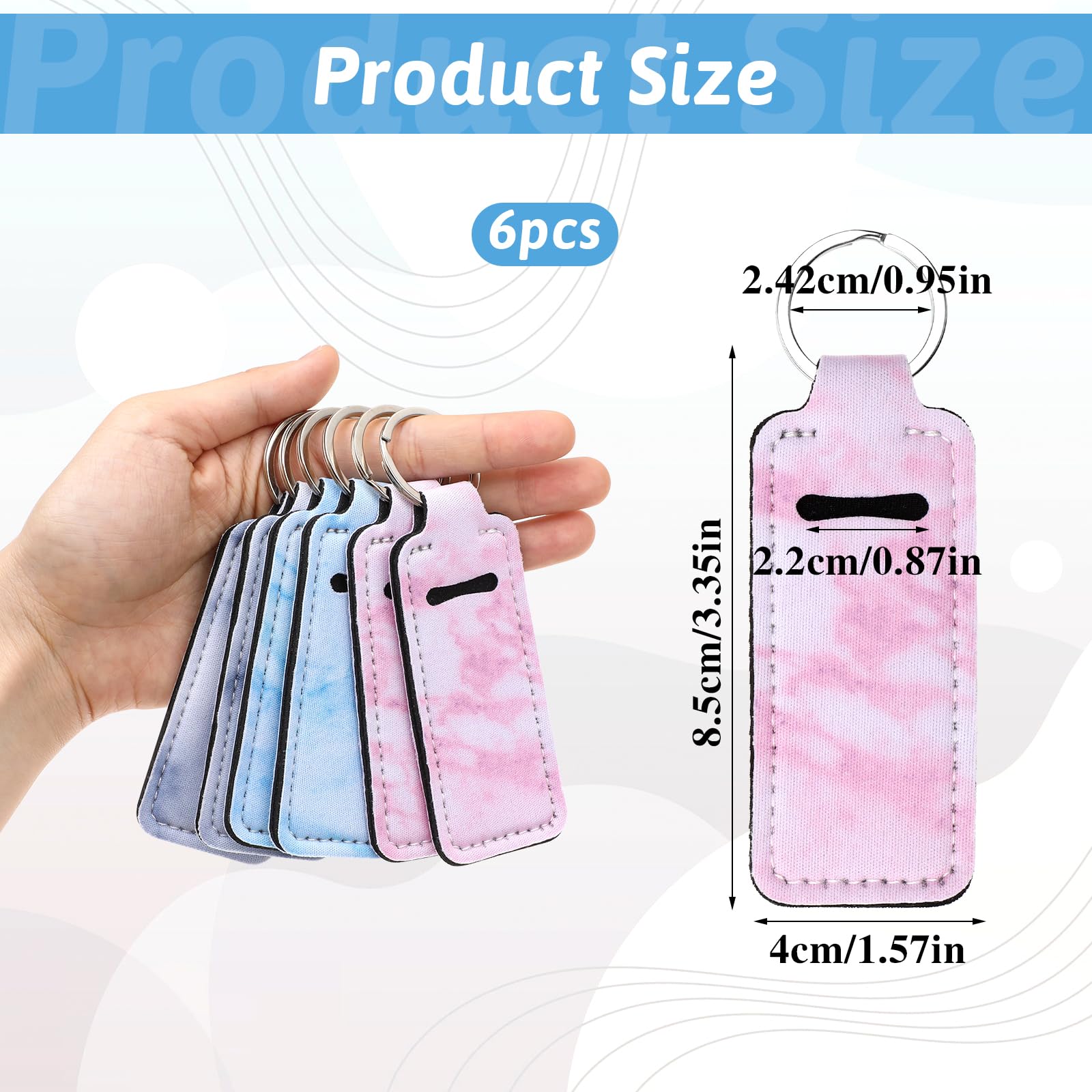 Prasacco 6-Piece Chapstick Holder Keychain, Lip Balm & Lipstick Holder, Multicolor Marble Pattern, Elegant Design for Women - Image 2