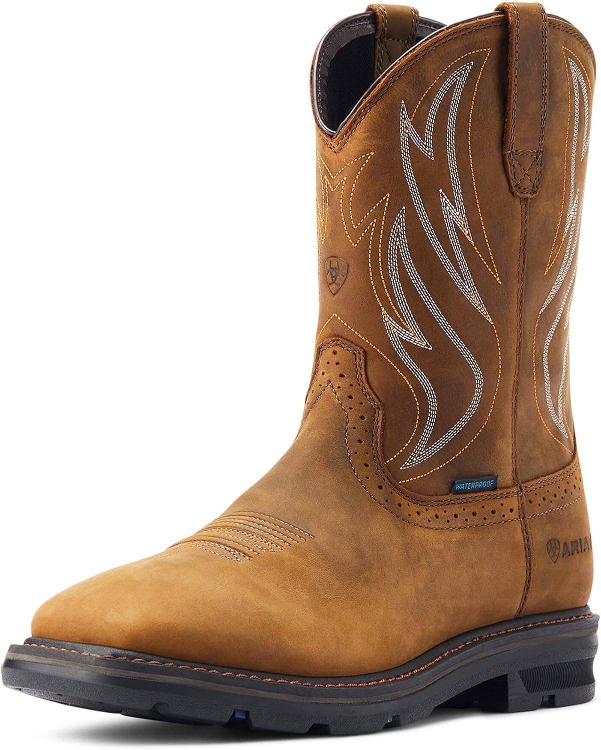 Ariat Mens Sierra Shock Shield Waterproof Work Boot Distressed Brown 8