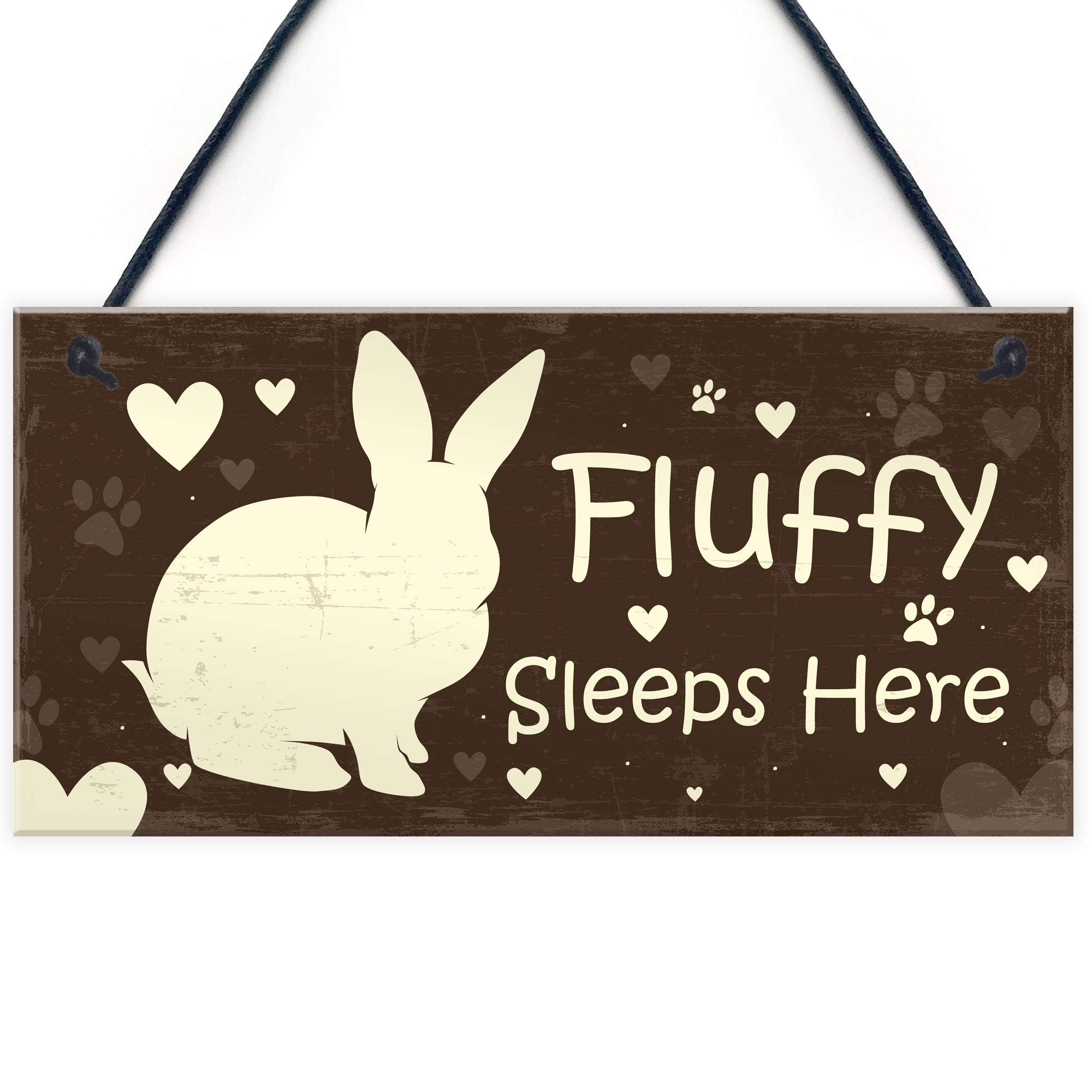 Red Ocean Cute Pet Rabbit Sign For Hutch Sleeps Here Personalised Cage Sign Pet Lover Xmas Gift