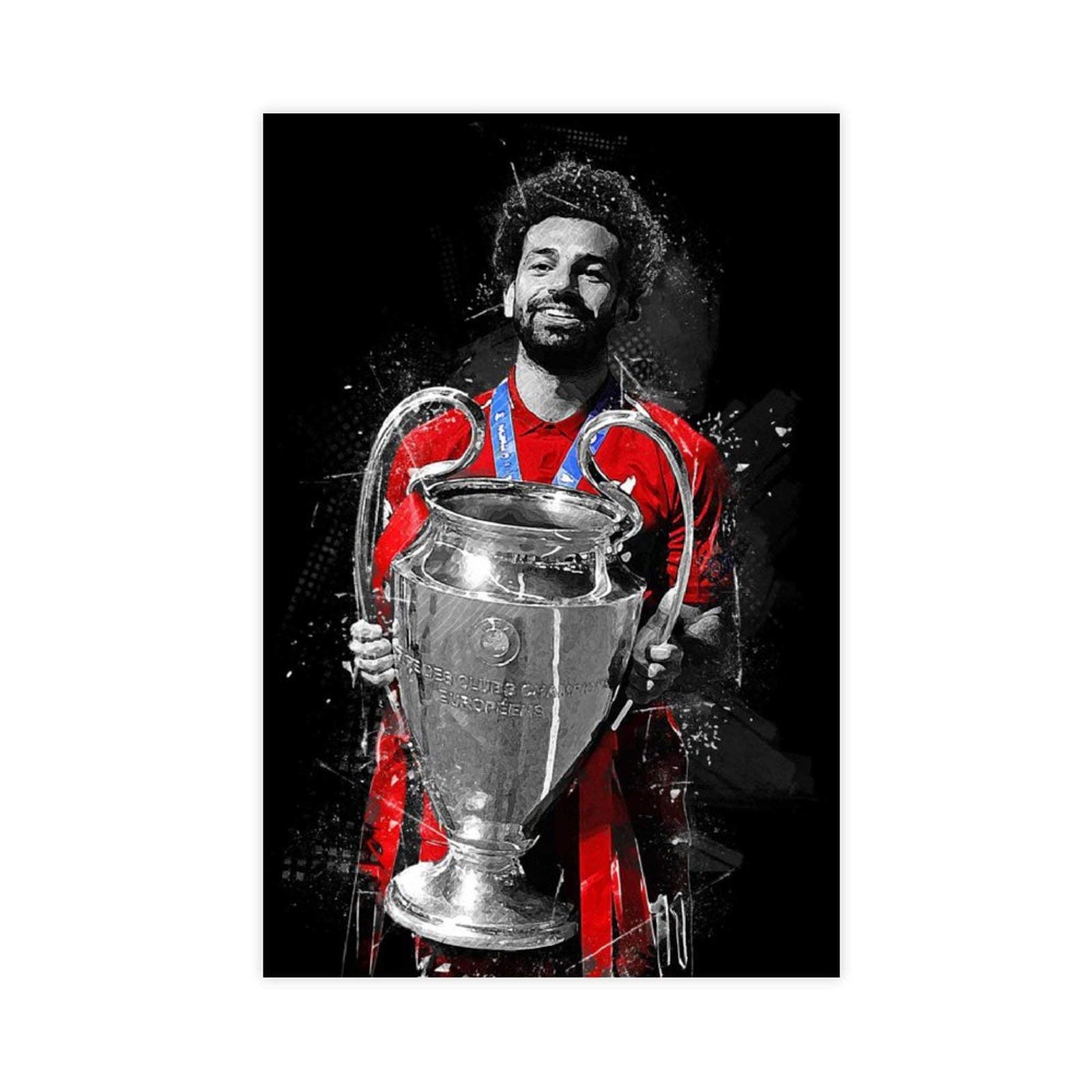 Lkjhlk Unframe-Style1 Mohamed Salah Poster Soccer Football Player Canvas Wall Art Decor Paintings For Living Room Home Decoration Unframe 12×18Inch(30×45Cm)