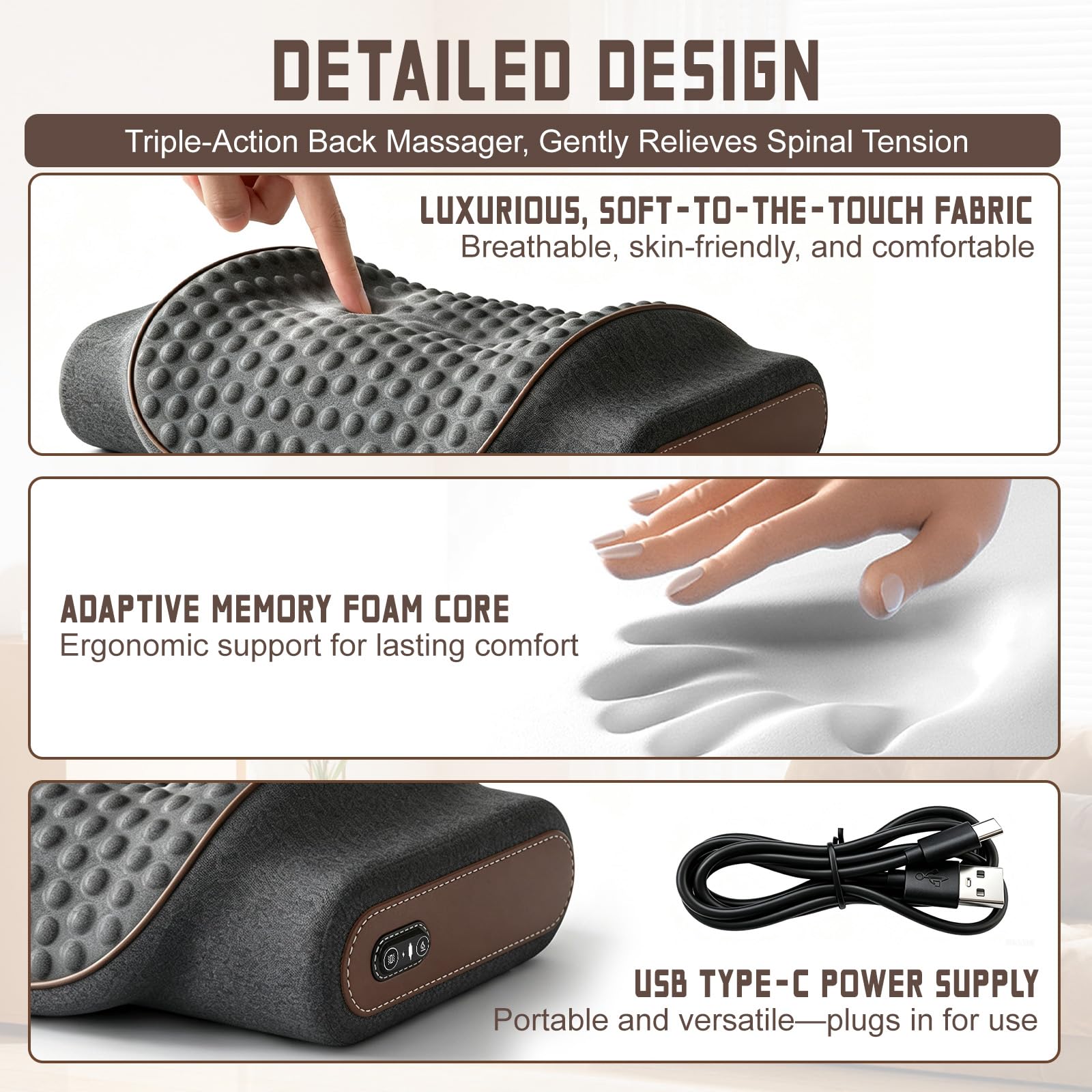 3-in-1 Nackenmassagegerät Elektrisch mit Wärme und Vibration