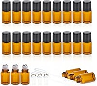 Vista 11 de ZEJIA Botellas de rodillo de 0.1 fl oz, paquete de 24 botellas de aceite esencial de vidrio grueso azul cobalto con bola de rodillo de acero