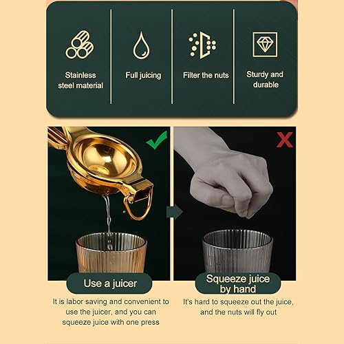 Miniatura 7 de Exprimidor manual, de acero inoxidable, exprimidor de frutas, exprimidor de mano de cítricos para máxima extracción para limones, lima, naranja