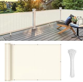 LOVE STORY Balcony Privacy Screen, 3'x10' Beige Deck Shield Screen Fence Cover (HDPE),UV Protection and Weather-Resistant,...