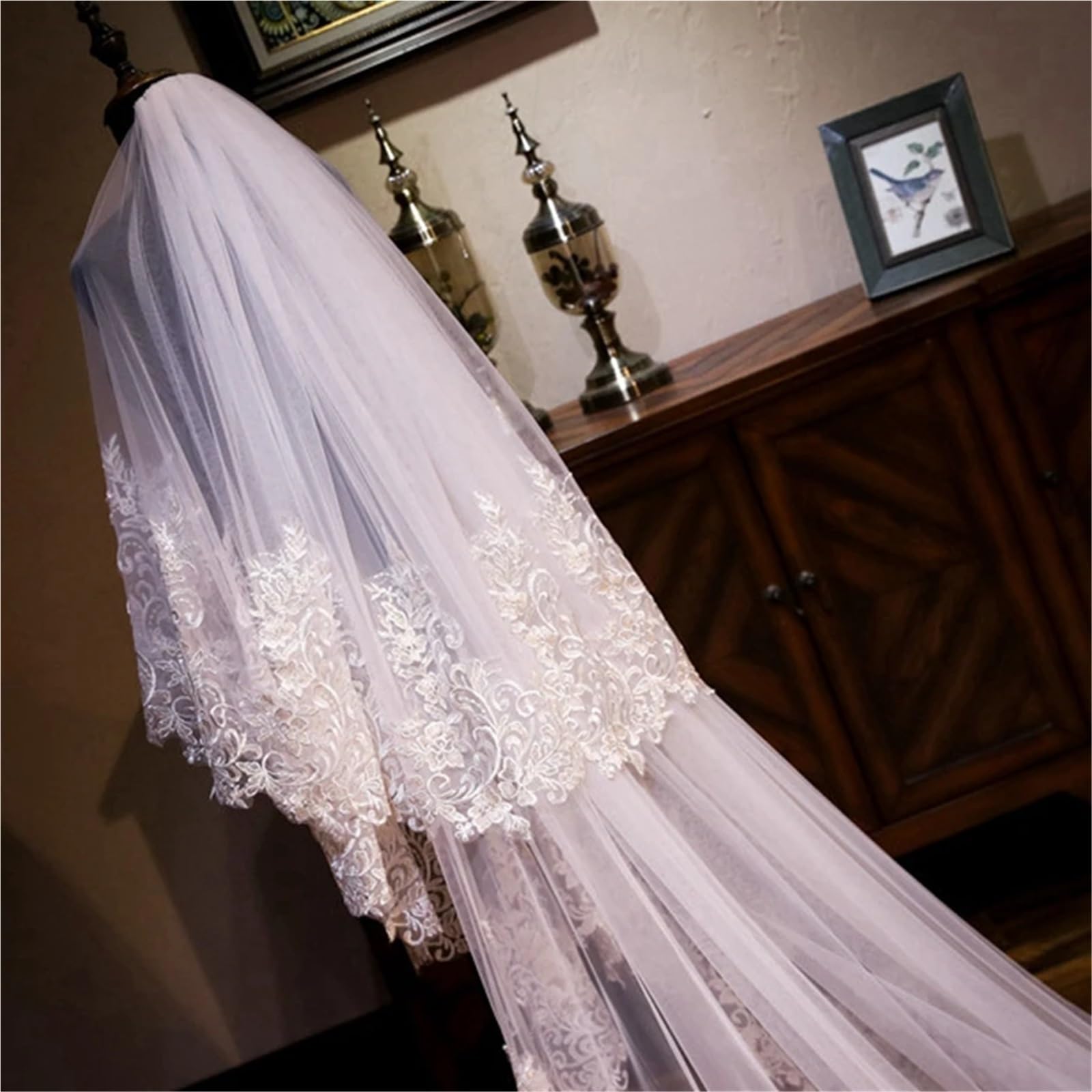 Generico Veli da sposa cattedrale da 3 metri, nuovi, for la sposa, fiori 3D, veli da sposa sexy, velo lungo nuziale