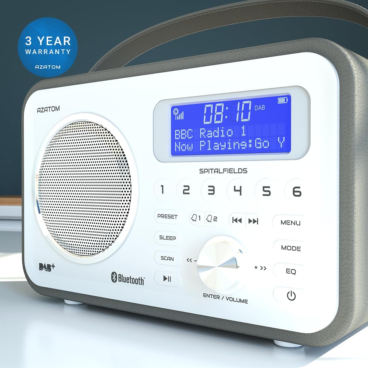 AZATOM Spitalfields 2 radio with its remote control