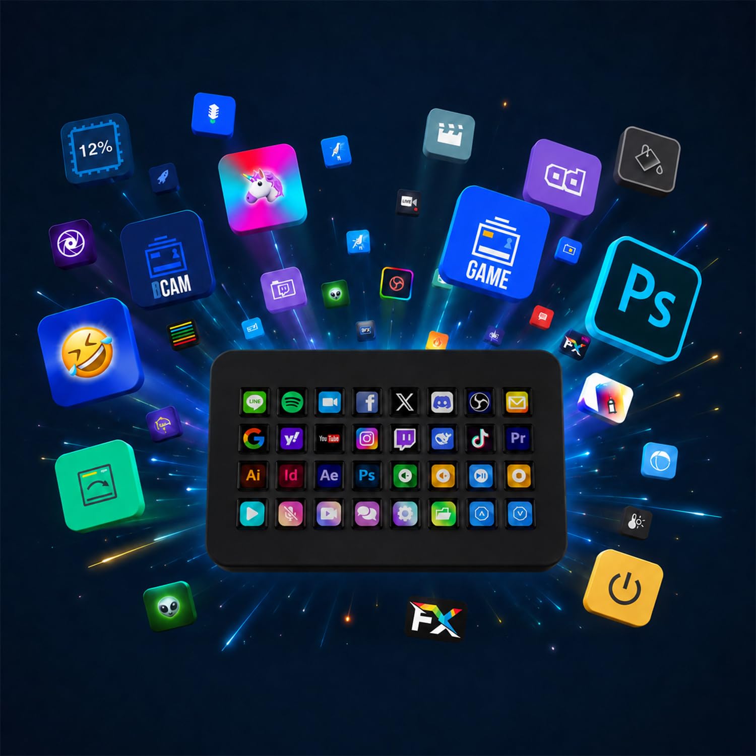 TreasLin /VSDinside XL Streaming Deck & Macro Keypad - 32 teclas personalizables con ruedas de desplazamiento + luz RGB, teclado de acceso directo programable para gamers creadores trabajan en OBS