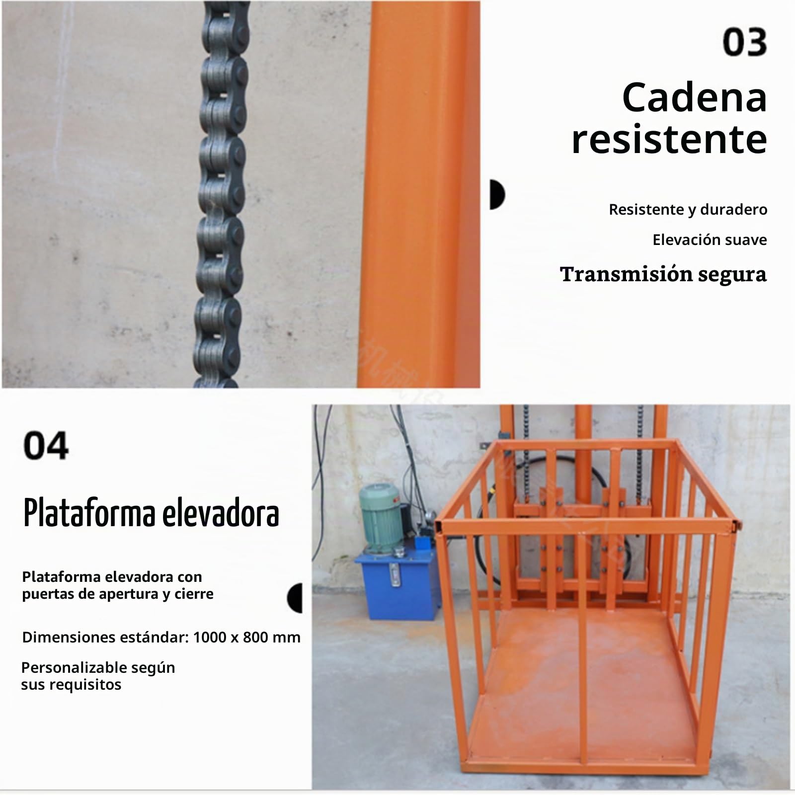 Plataforma Eléctrica de Elevación, Ascensor de Carga Montado en Pared con Control Remoto, Altura Ajustable, Ideal para Uso en Almacenes y Talleres, 10m/32.8ft