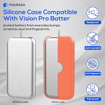 Vision Proバッテリーパックケース用ソフトシリコンケースカバー - 便利なバッテリーホルダー - VRヘッドセット用ビジョンプロアクセサリーケース - Apple Vision Proバッテリー用シリコンプロテクターオレンジ