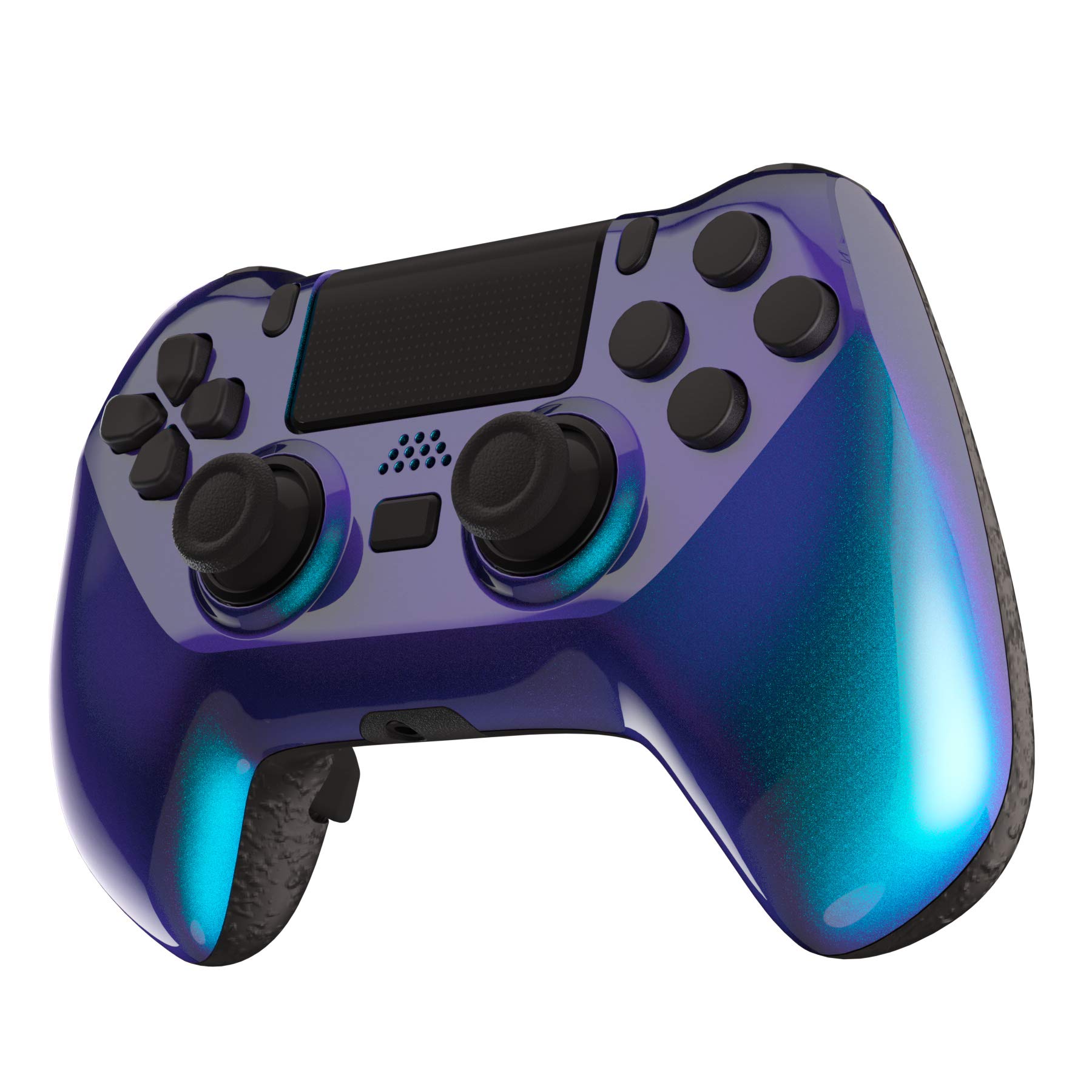 eXtremeRate Decade-Turnier-Controller (DTC) Remap Kit für PS4 Controller JDM-040/050/055, Remap Board, Faceplate, Backplate, 4 Rückpaddles, Trigger Stops Kit Lila Blau