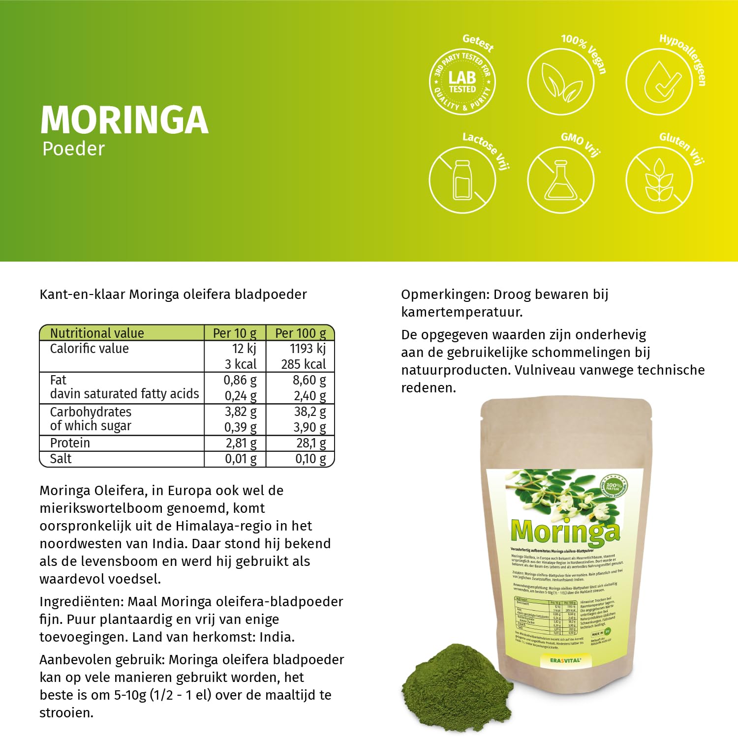 Moringa Oleifera Pulver Vegan in die tägliche Ernährung (1000 g (1er Pack))