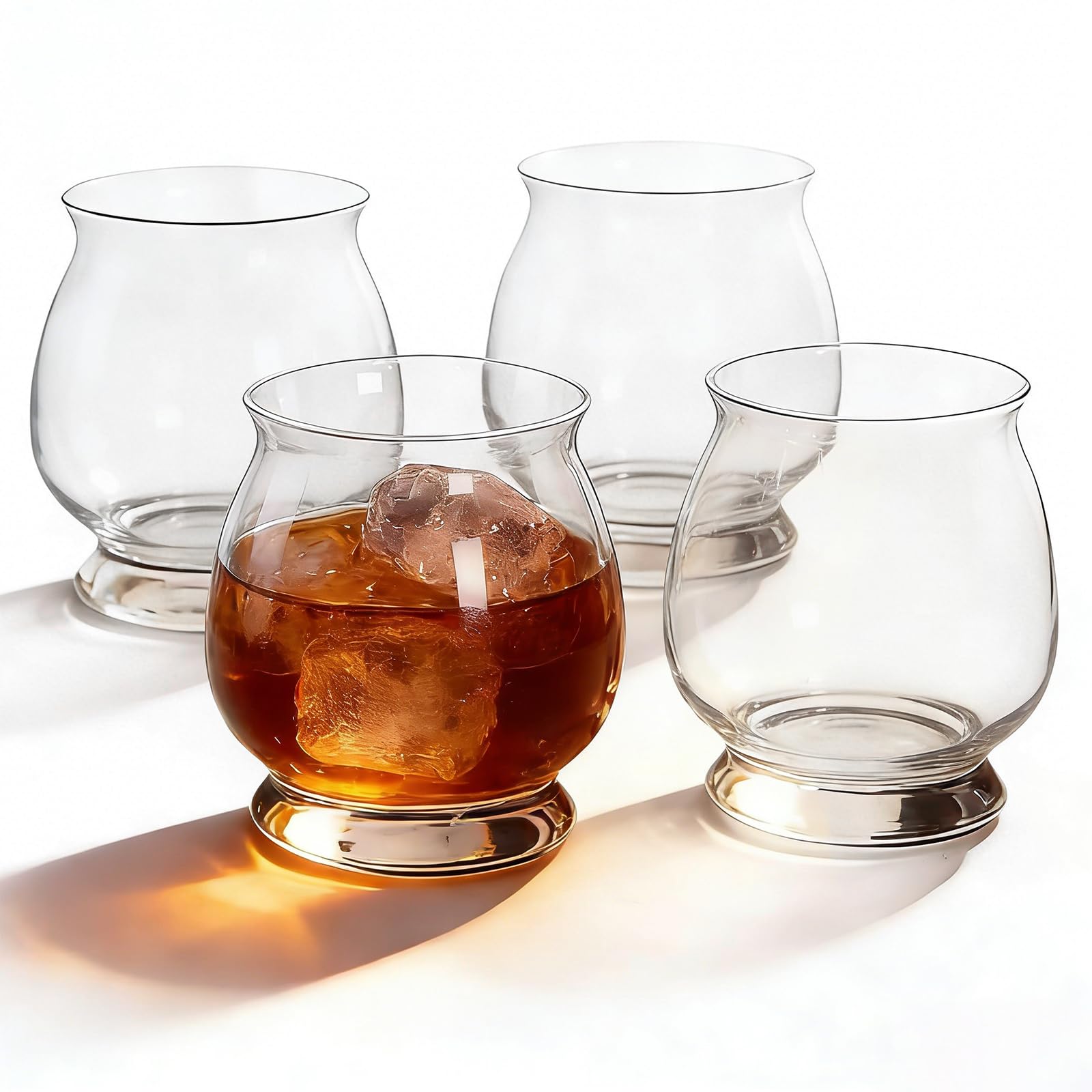 4 Pièces Verres à Whisky, 375ml Verre a Whiskey en Cristal, idéaux pour whisky/brandy/cognac/bourbon, Cadeaux Uniques pour Hommes et Femmes (4)