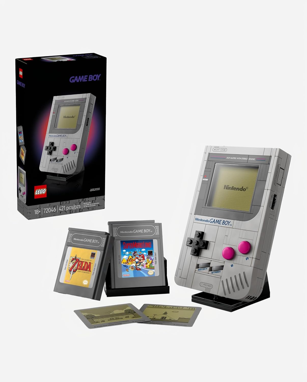 LEGO Super Mario Nintendo Game Boy collectible retro gaming set assembled view