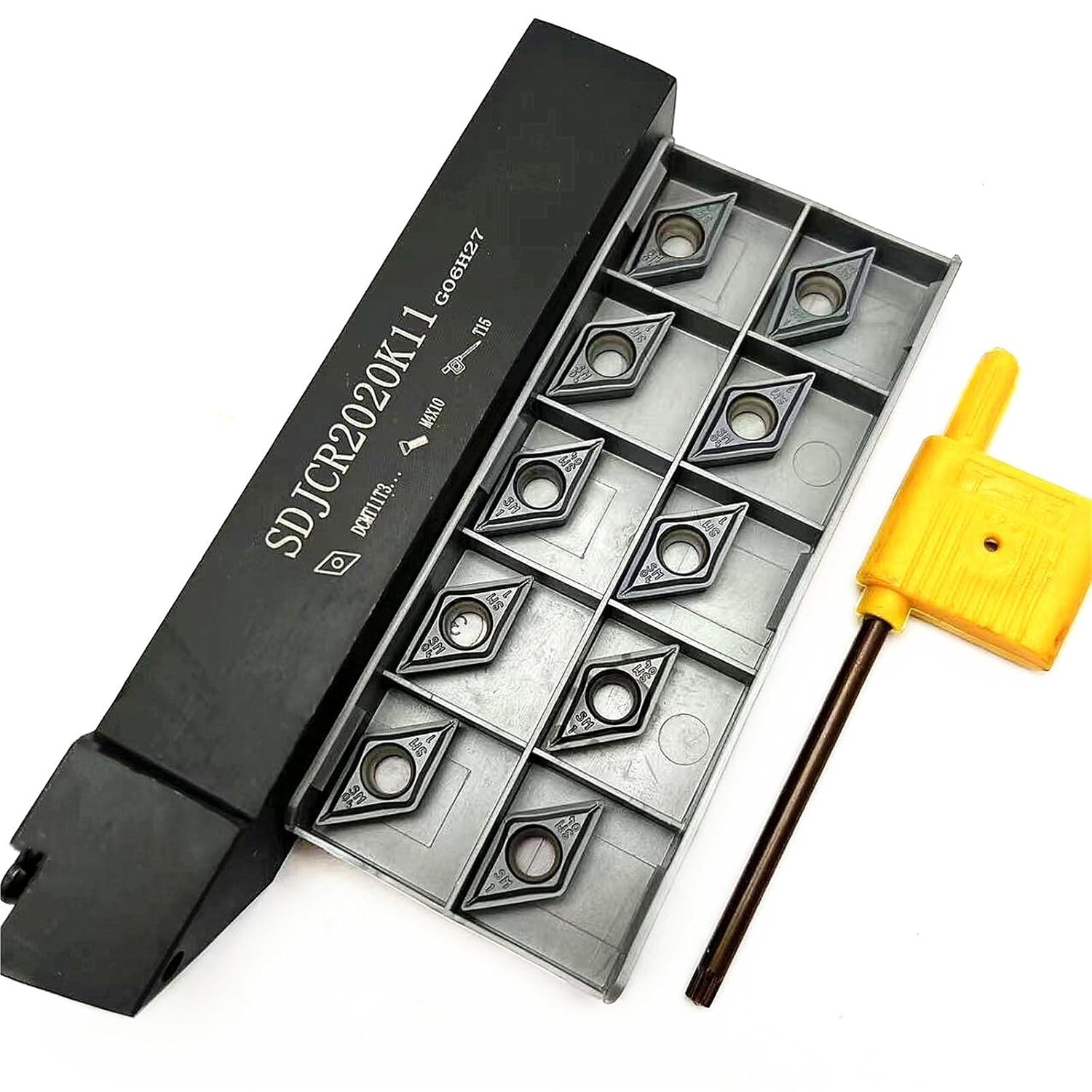 1pcs SDJCR1212H11 SDJCR1616H11 SDJCR2020K11 SDJCR2525M11 Indexable Metal Lather Turning Tool Holder External Turning Tool+10pcs Inserts(SDJCR1212H11,DCGT11T304 AK H01)