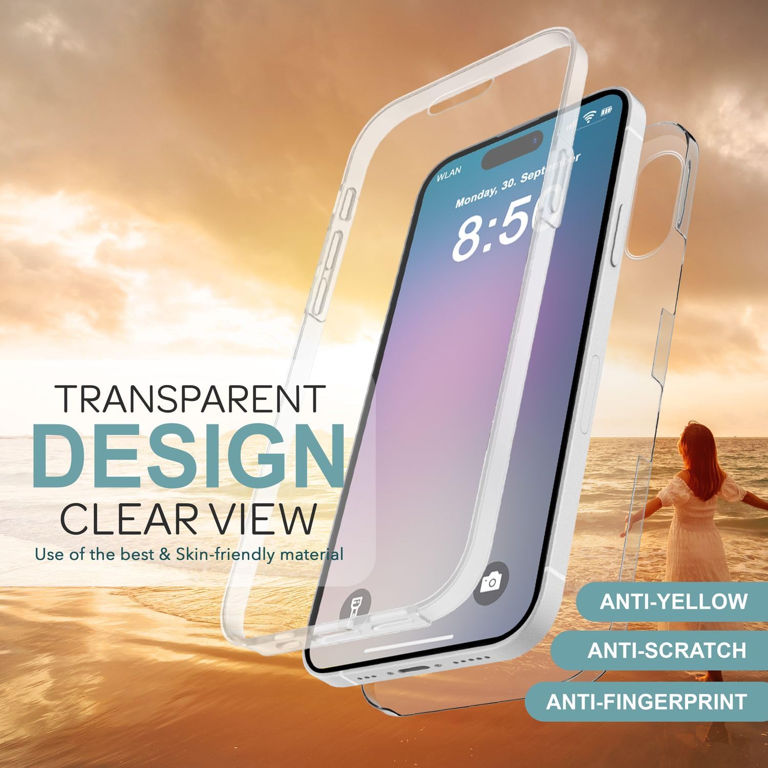 NALIA 360° Cover Trasparente Anti-Giallo Per IPhone 16 – Protezione Completa Full Body - 4