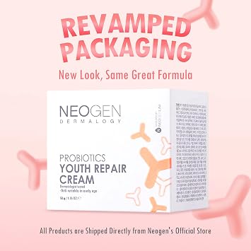 [K-Beauty] Neogen Dermalogy Probiotics Youth Repair Skin Cream Face Lotion w/Superprobiotics, Collagen & 11 Peptides Skin Repair Cream 1.76 oz