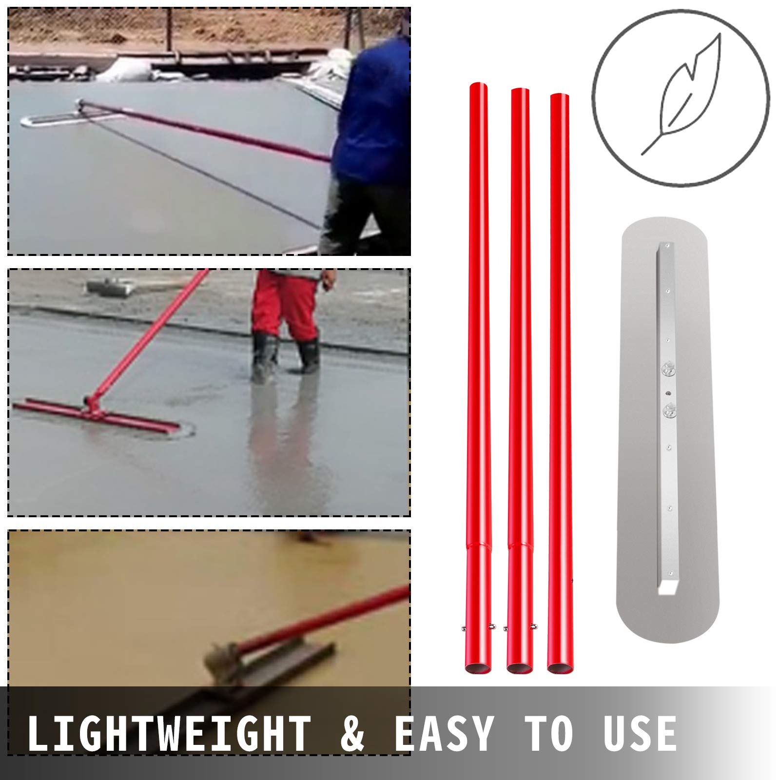 VEVOR - Galleggiante in acciaio al manganese, per calcestruzzo, 900 x 200 mm, per calcestruzzo, strumento per calcestruzzo, kit Bull Pool Float Bull Float Handle Bull Float Staffa per calcestruzzo
