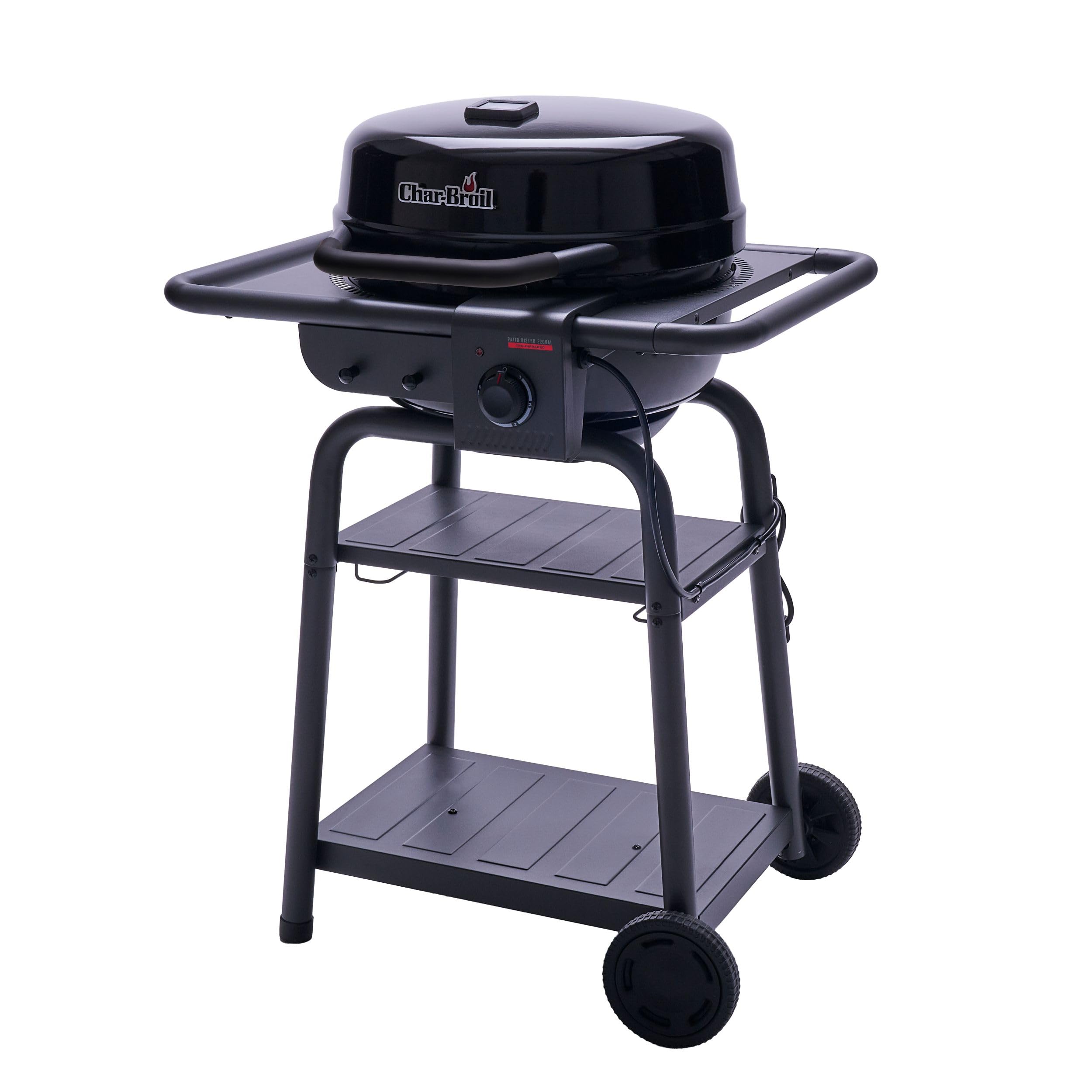 Char-Broil Patio Bistro E2Coal Barbecue électrique avec alimentation hybride et option charbon de bois, TRU-Infrared, jusqu'à 370 °C, pour balcon et terrasse