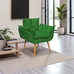 Poltrona Alice Decorativa Para Sala Cadeira Reforçada Para Recepção Manicure Clínica Sala De Espera Consultório Escritório Pé Castanho - Clique & Decore (Verde)