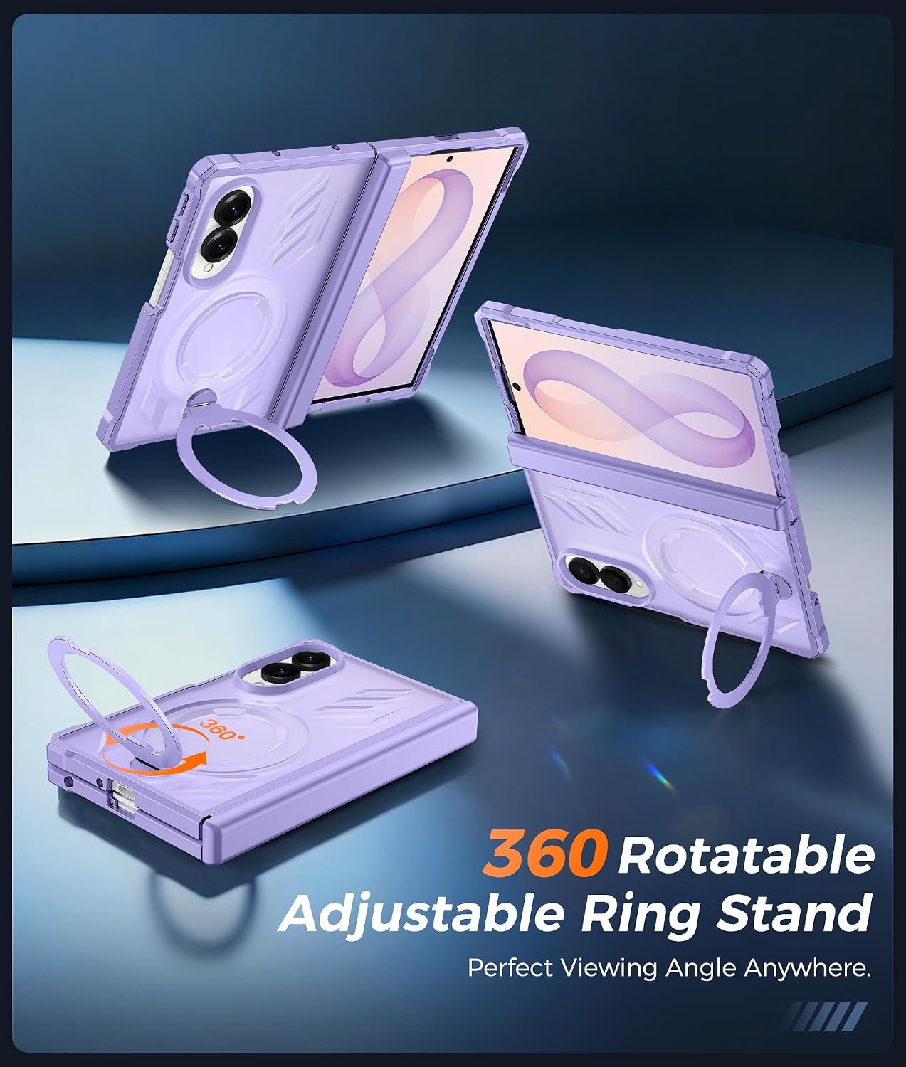  for Samsung Galaxy Z Fold 8 Case with 360 Spin Magnetic Kickstand | Hinge Protection, Screen Protector, Fit for MagSafe, Heavy Duty Military-Grade, Z Fold 8 Wide Cover, Translucent Lavender thumbnail