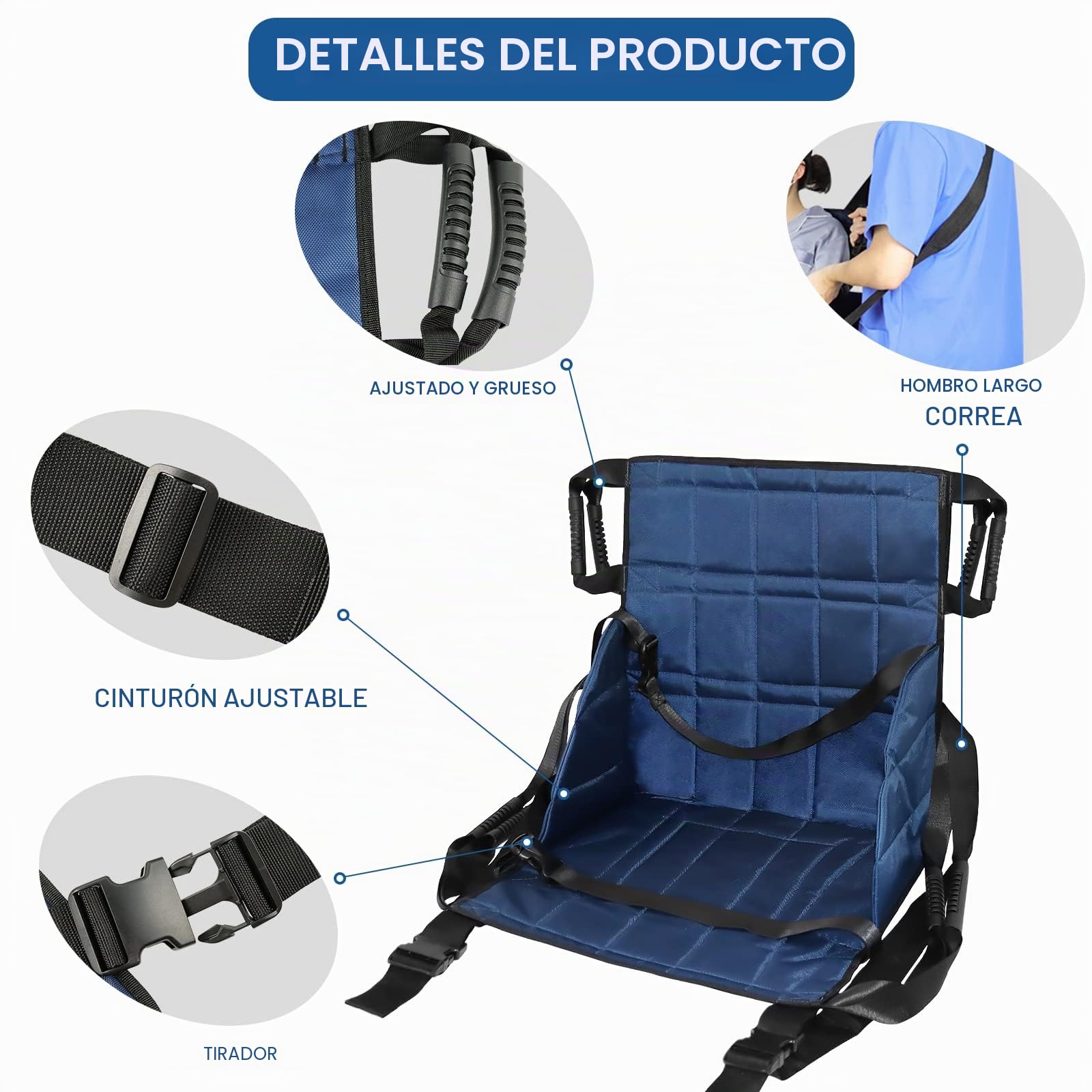 [LOSCHEN] Correa de hombro de transferencia de cuerpo completo Eslinga de elevación Silla de emergencia para personas mayores Placa de transferencia de movilidad cinturón de seguridad Tabla escalera