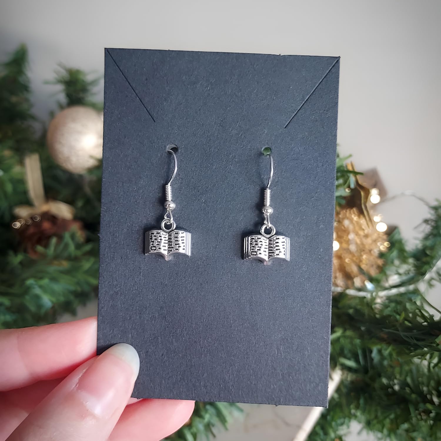 JKJF 50 Pcs Book Charms Pendants Vintage Peace Sign Pendants Mini Book Charm Beads for DIY Crafts Bracelet Earrings Necklace Jewelry - Silver - Image 5