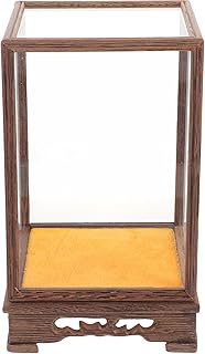 Glass Display Case for Collectibles Clear Display Case with Wooden Base Assemble Collectibles Box Protection Showcase for Action Pop Figures Collectibles Toy