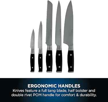 Ninja Foodi StaySharp Knife Block with Integrated Sharpener, 5-Piece Set