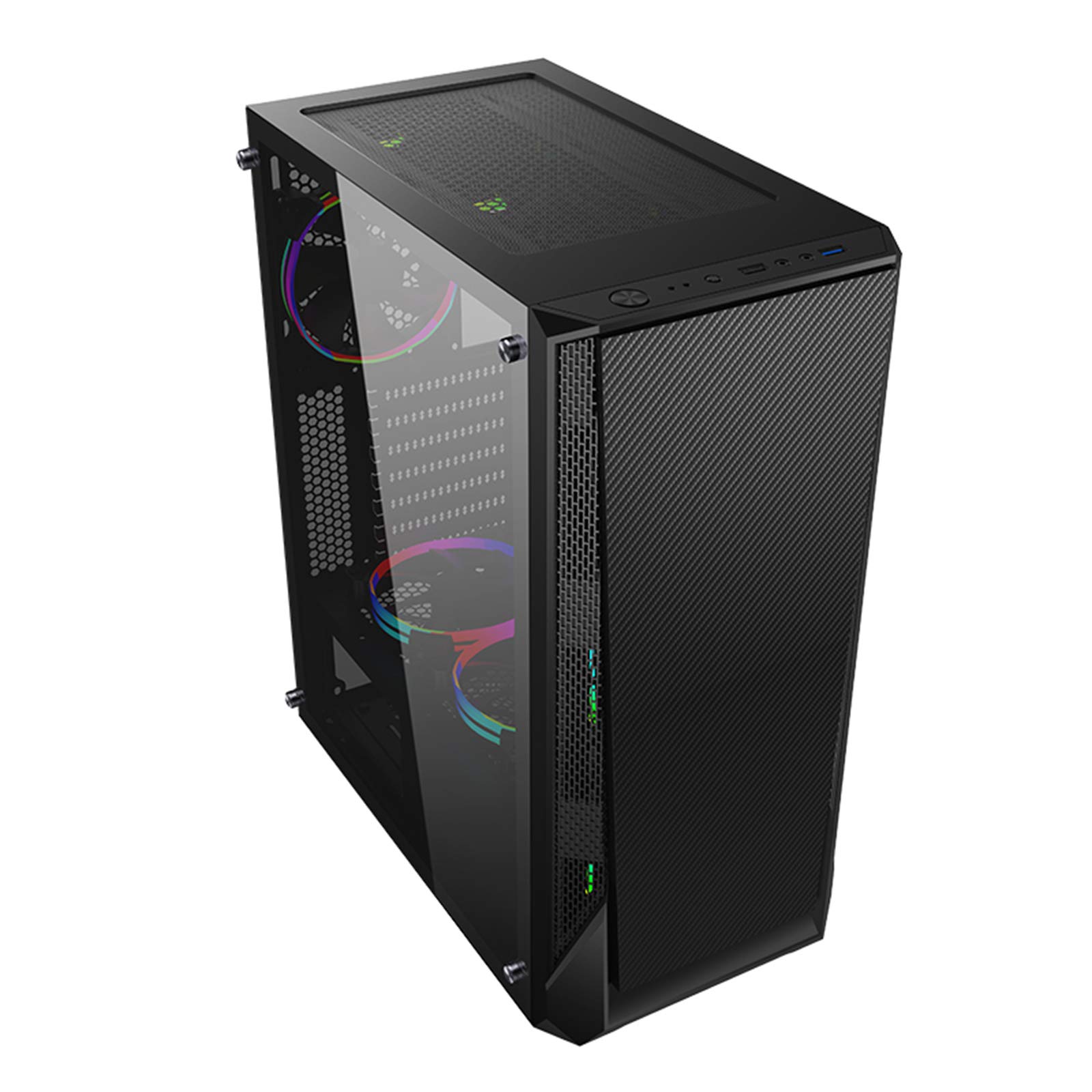 Custodia da Gioco PC ATX Mid Tower - Porta USB Anteriore - Pannello Laterale in Vetro temperato a sgancio rapido - Sistema di Gestione dei Cavi - Raffreddamento ad Acqua pronta - Nero