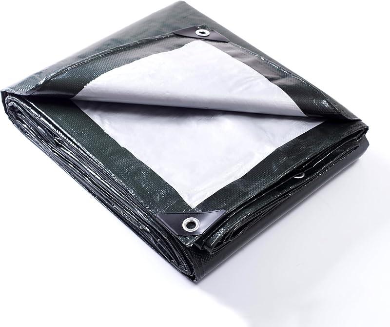 GUARD SHIELD Tarp 10x12 Feet Waterproof Green/Silver Tarps 8Mil Multi Purpose UV Resistant Cover for Outdoor,Camping,Tent,Boats